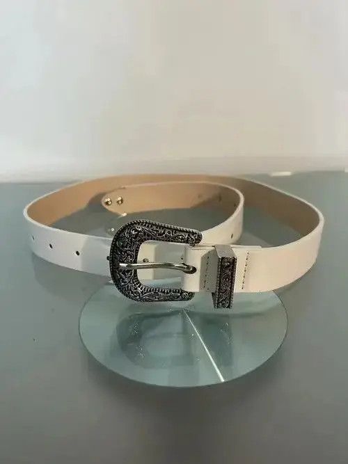 Japanese Brand Y2K Buckle Belt (white) Size 32 - 1 Thumbnail