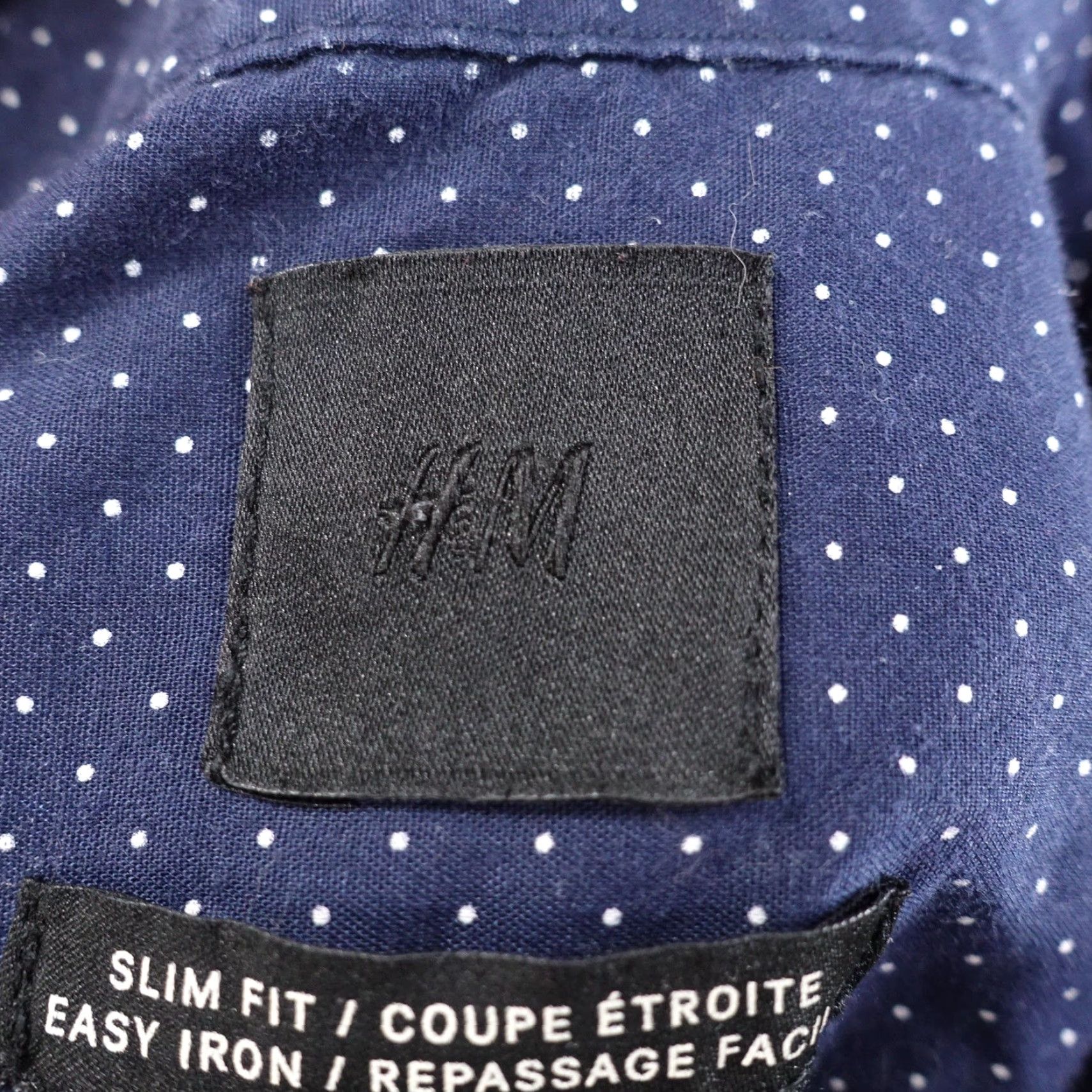 H&M H&M Shirt Mens Medium Blue Slim Fit Easy Iron Long Sleeve Polka Dot Dress Top -O Size US M / EU 48-50 / 2 - 5 Thumbnail