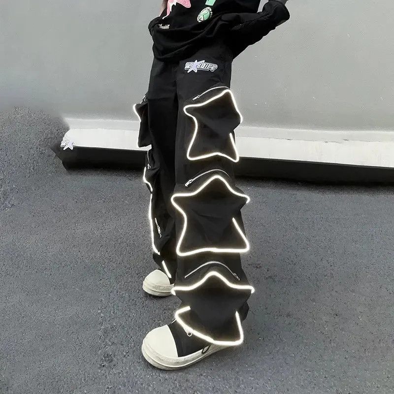 Japanese Brand × Vintage Reflective pants with stars and pockets hip-hop Harajuku Size US 32 / EU 48 - 1 Thumbnail