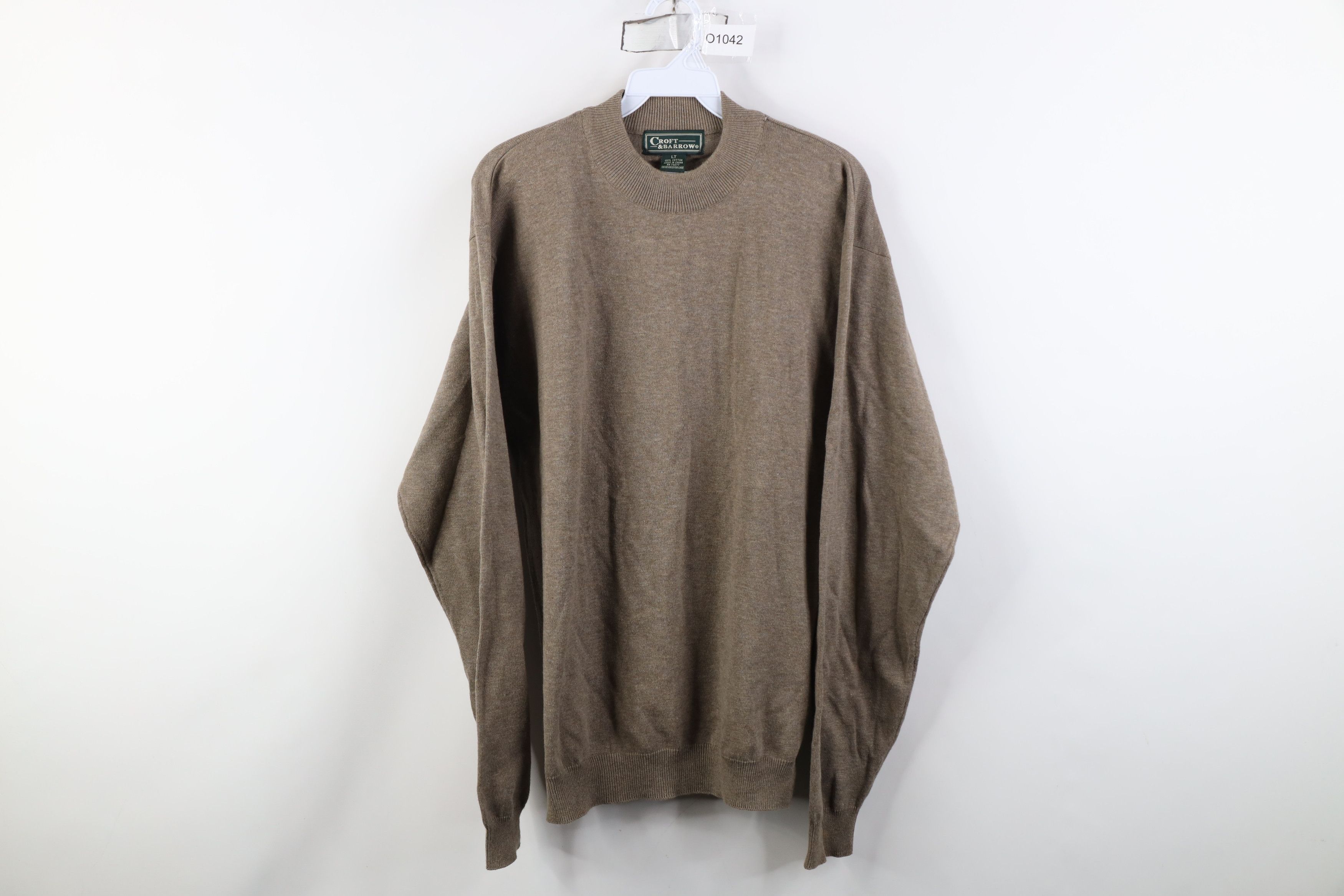 Vintage Vintage 90s Streetwear Blank Cotton Knit Mock Neck Sweater Size US L / EU 52-54 / 3 - 1 Thumbnail