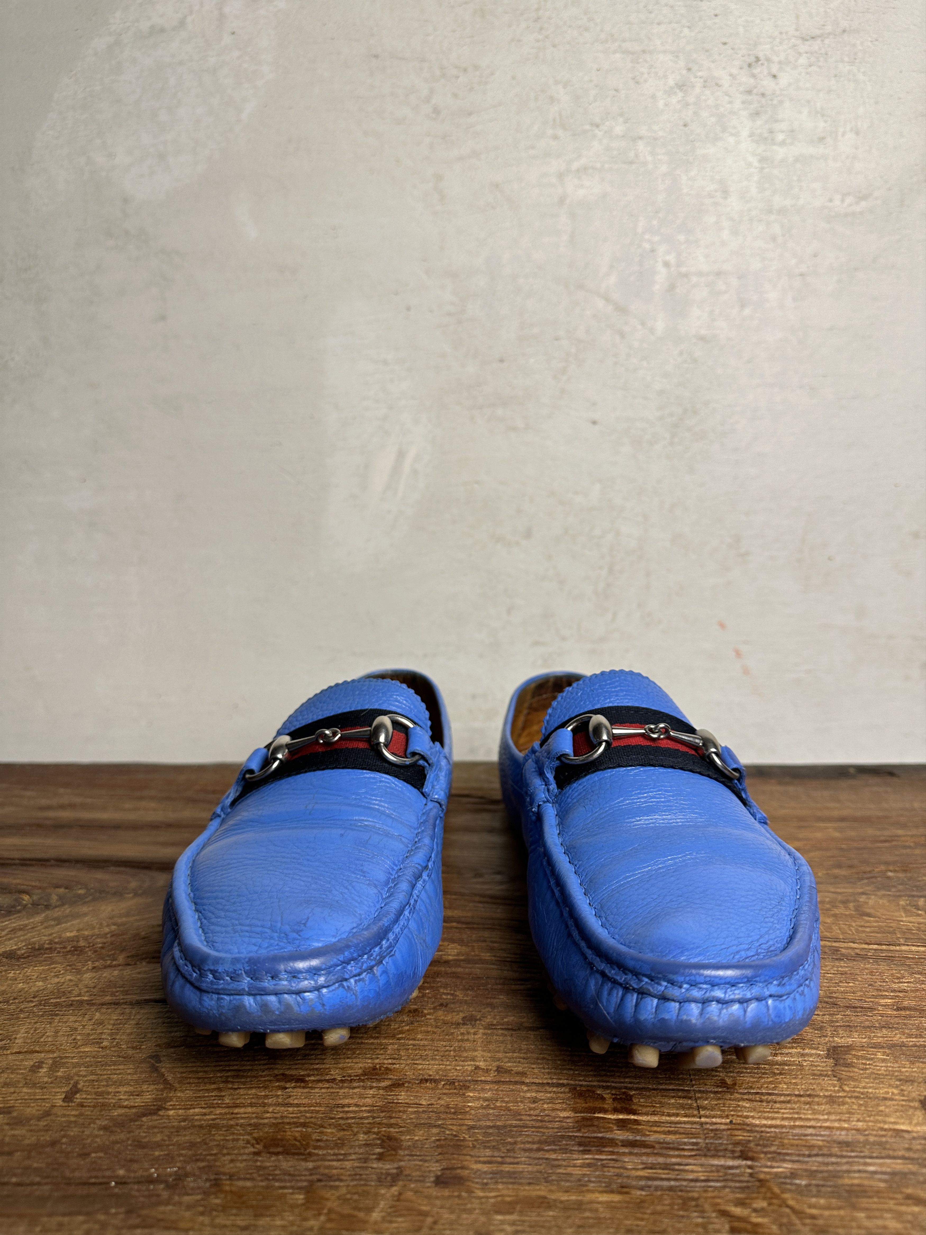 Gucci GUCCI BLUE LEATHER MOCCASINS Size US 9 / EU 42 - 4 Thumbnail