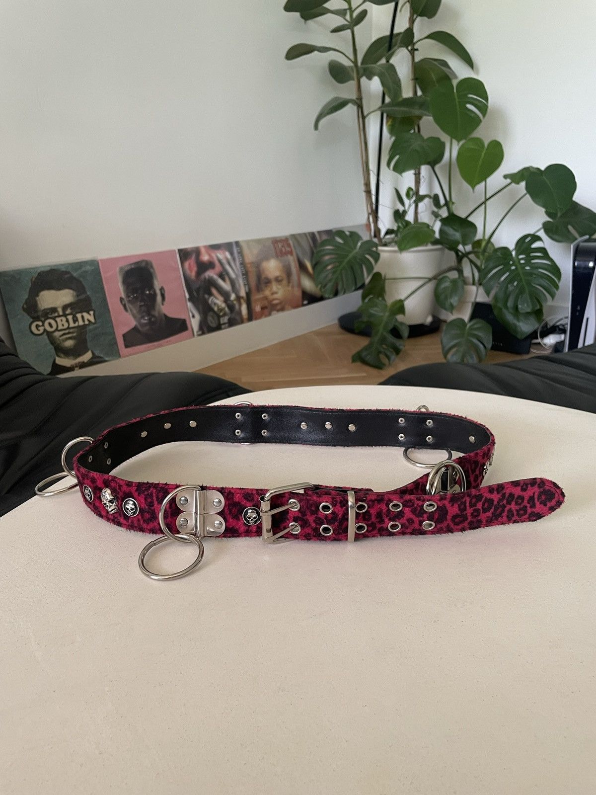 Pre-owned Avant Garde Y2k Avantgarde Leopard Print Belt  In Pink