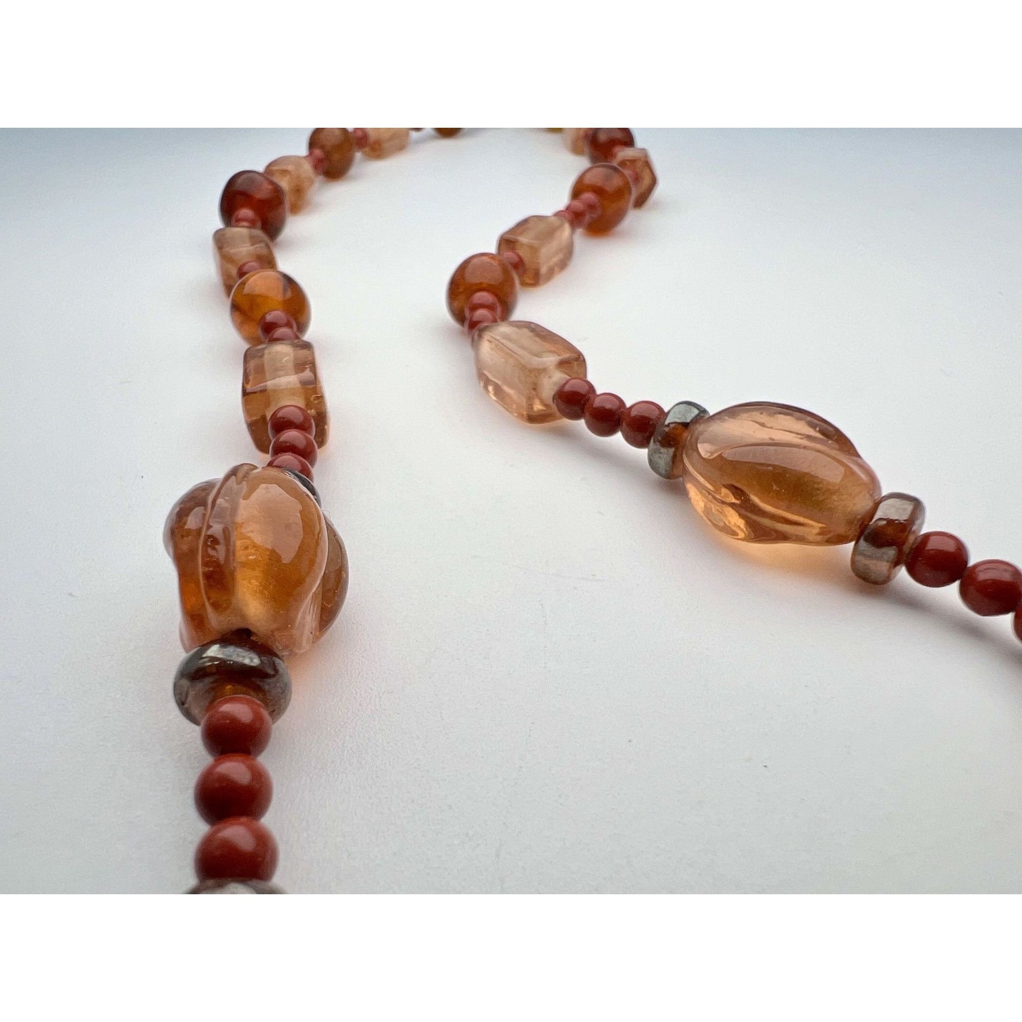 Vintage Vintage Bird Charm Necklace Mixed Beads Orange Copper Tone H Size ONE SIZE - 9 Thumbnail