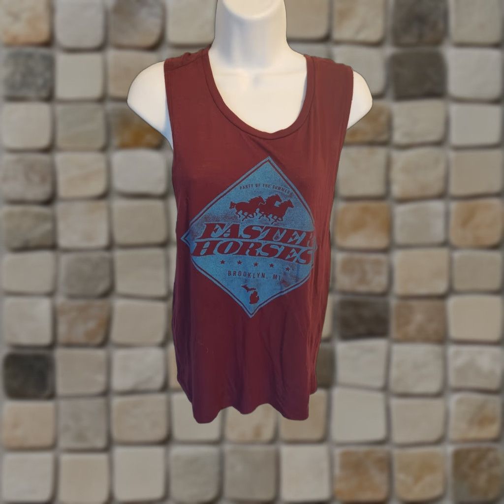 Bell Womens Tank Top Burgundy Bella Round Neck Sleeveless M Music Festival Casual Shirt Womens Boys Girls Mens Size M / US 6-8 / IT 42-44 - 1 Preview