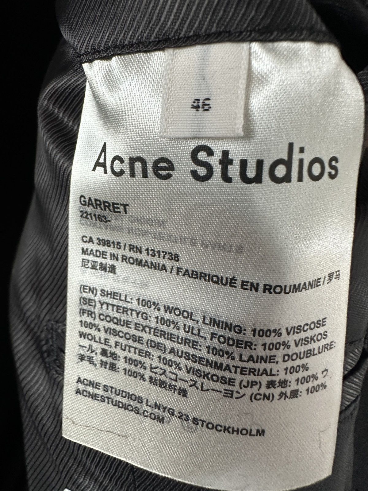 Acne Studios Garrett coat in black size 46 Size US S / EU 44-46 / 1 - 5 Thumbnail