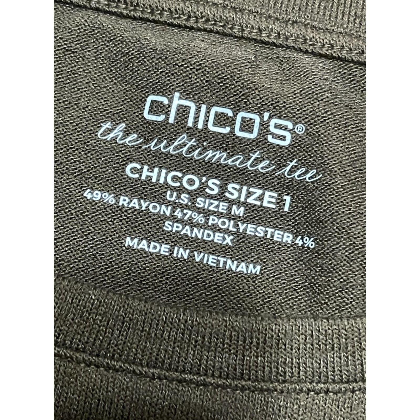 Vintage Chico's Shirt, Women's Size Medium, The Ultimate Tee, Long Sleeve, Green, T-Shirt, Casual, Regular, Fall, Spring, Summer, Women, Chico's Size M / US 6-8 / IT 42-44 - 5 Thumbnail