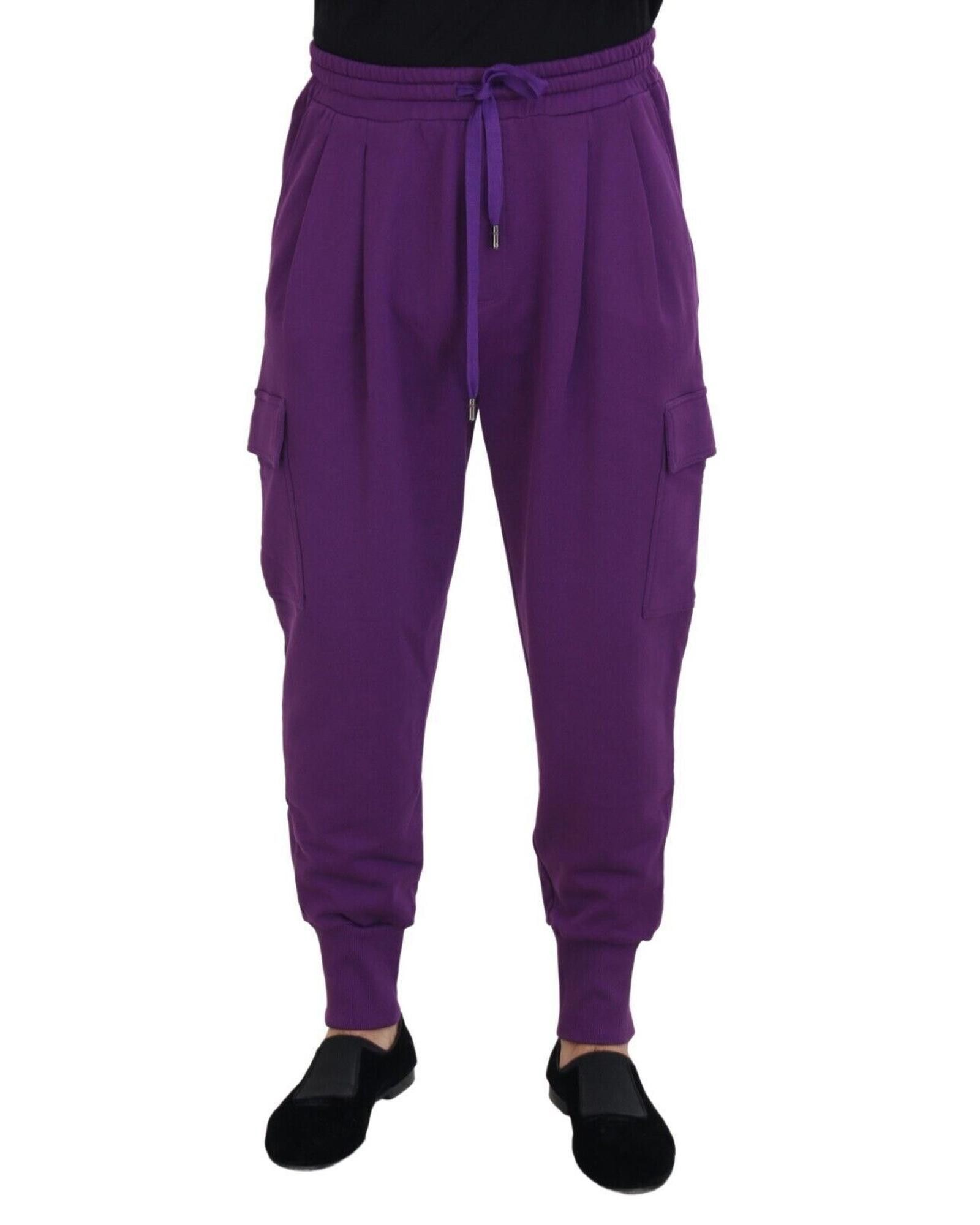 image of Dolce Gabbana Gorgeous Italian Cotton Cargo Sweatpants in Purple, Men's (Size 36)