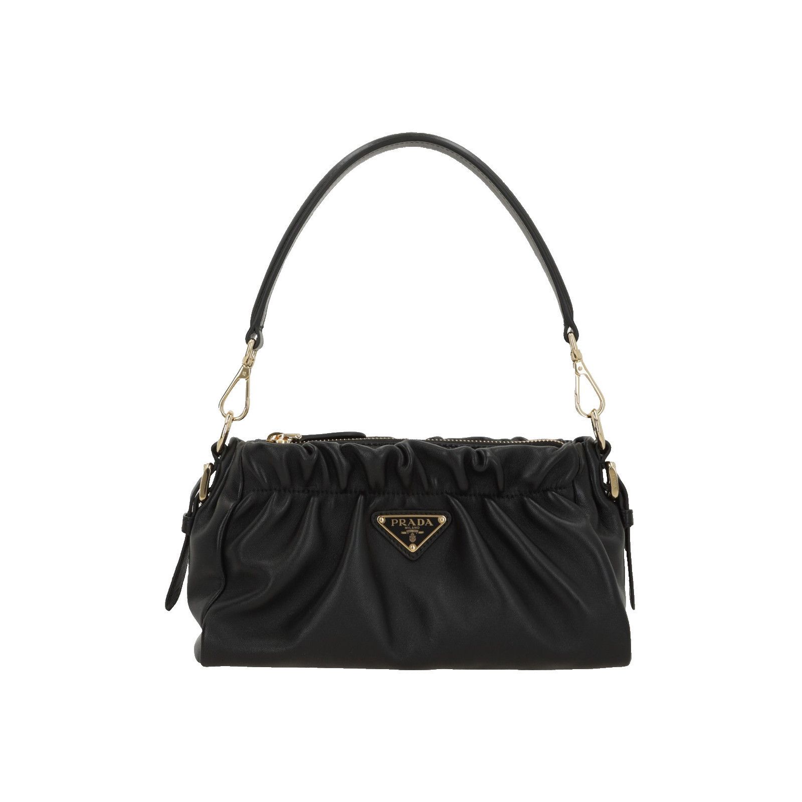Prada PRADA Gathered Black Nappa Leather Shoulder Bag New & Authen Size ONE SIZE - 1 Thumbnail