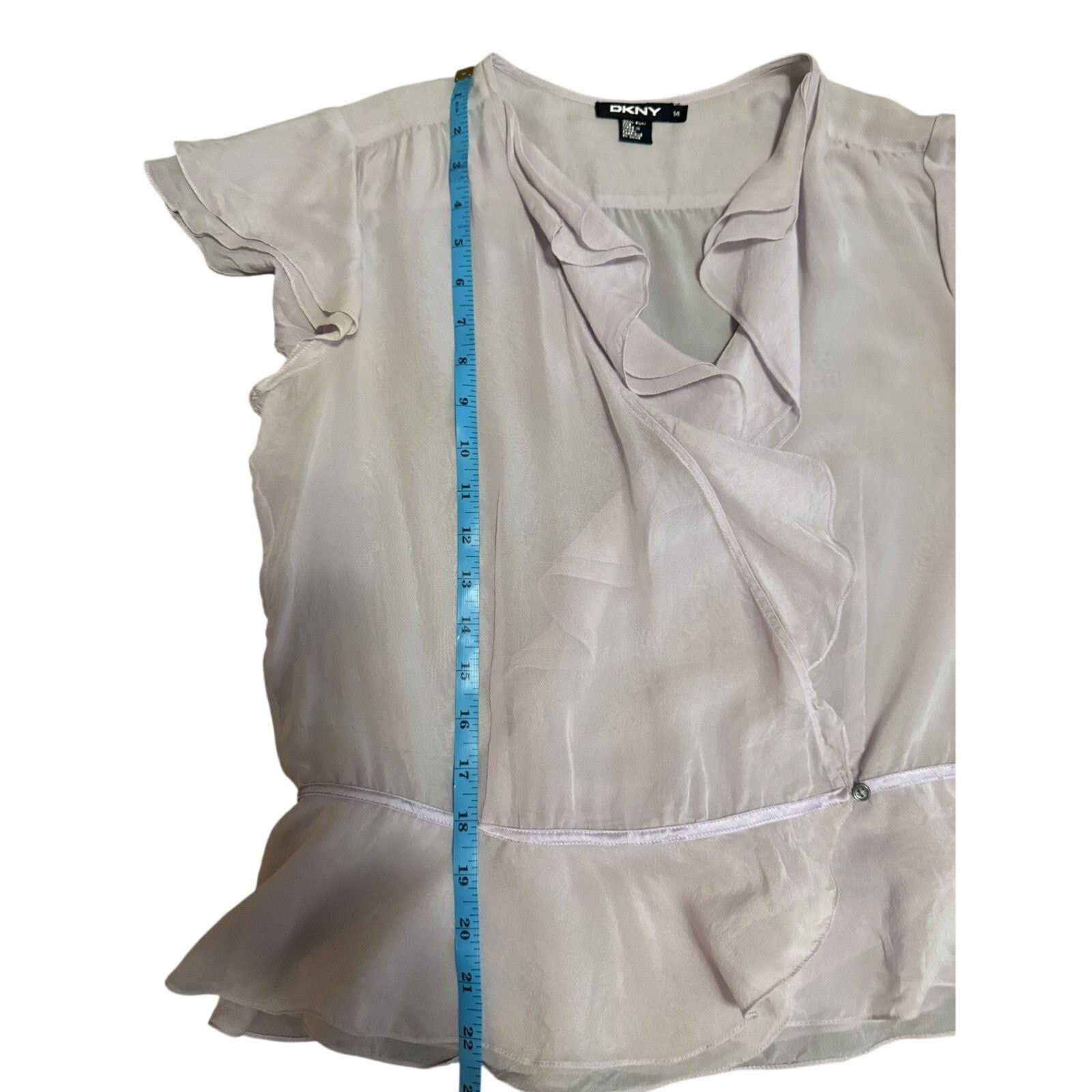 DKNY DKNY Lilac Silk Wrap Top Short sleeve Size XL / US 12-14 / IT 48-50 - 18 Thumbnail