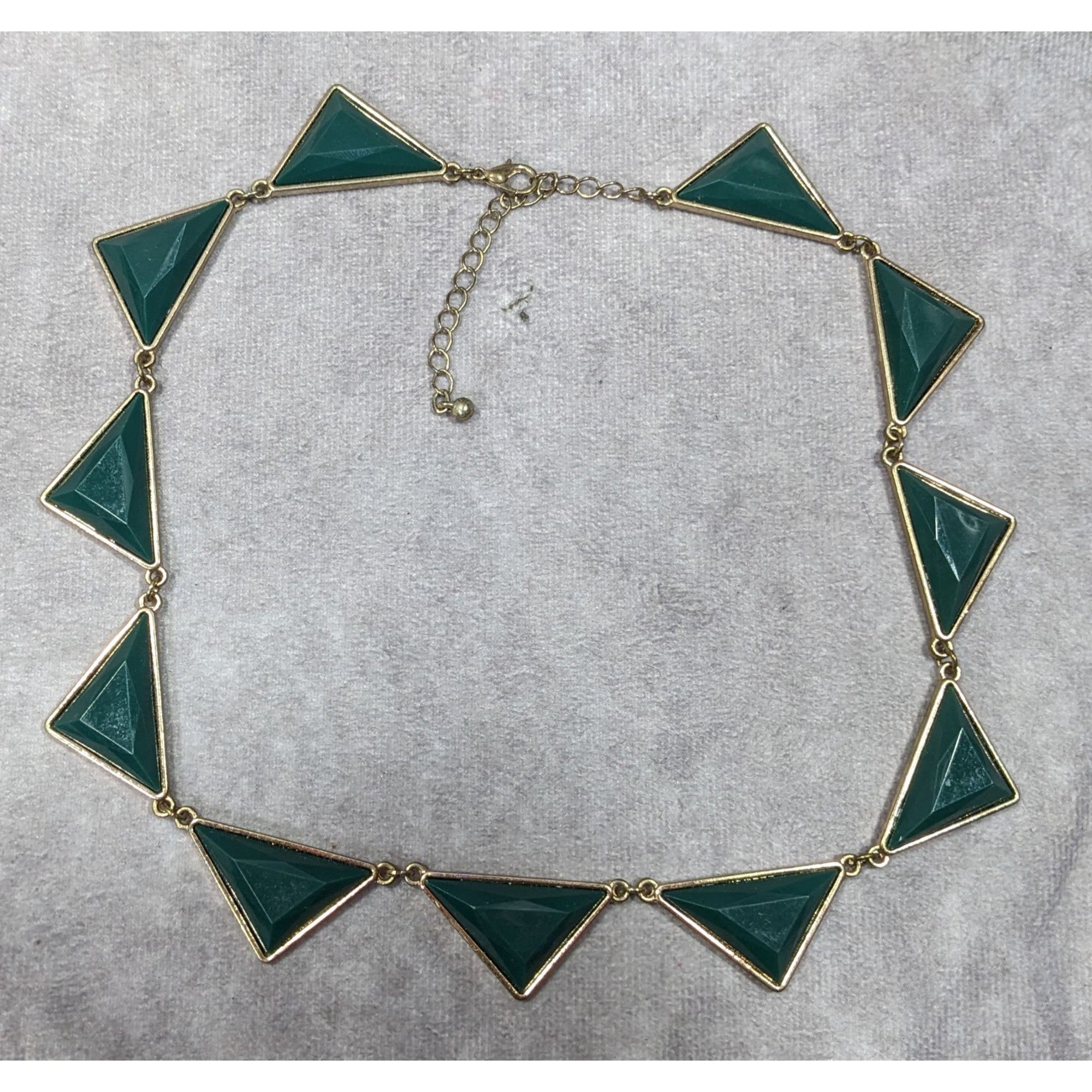 Other Geometric Dark Green And Gold Statement Necklace Size ONE SIZE - 8 Thumbnail