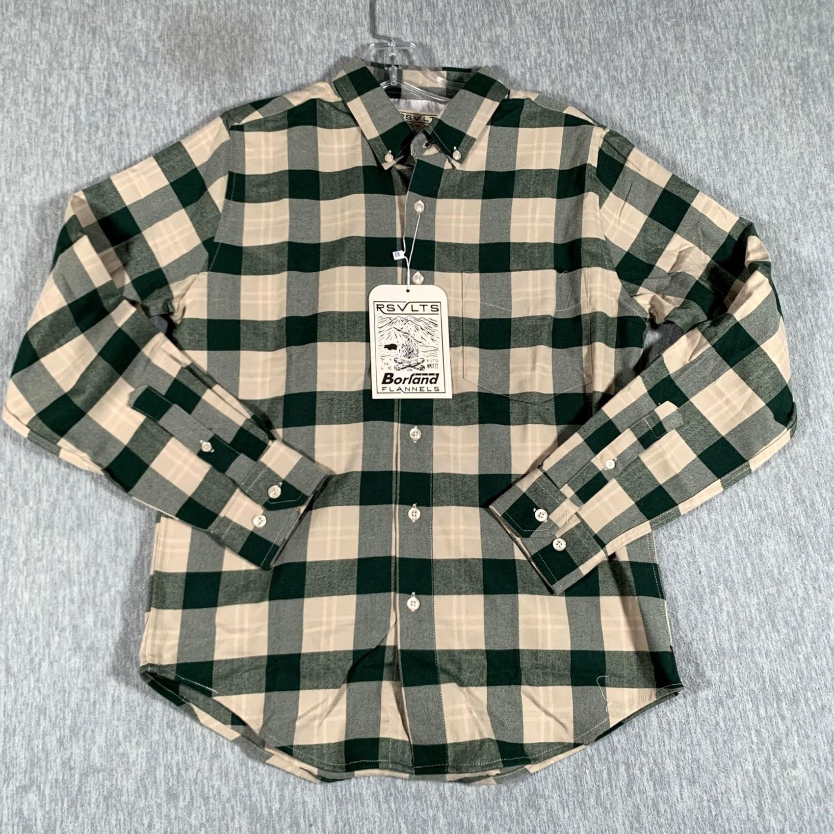 Vintage VINTAGE RSVLTS Borland Flannels Shirt Mens XS Green Tan Plaid Button Down Stretch Top Size US XS / EU 42 / 0 - 2 Thumbnail