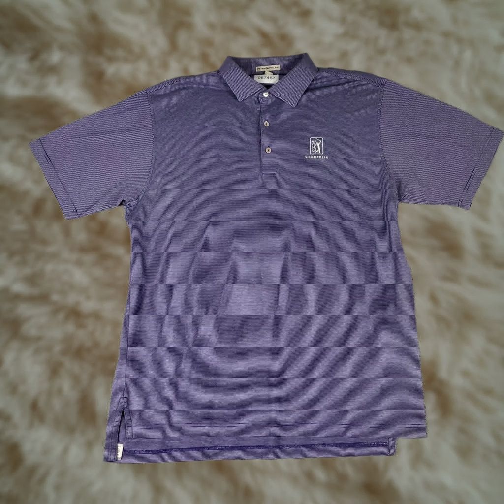 Peter Millar Peter Millar Polo Shirt Mens Size Large Purple Striped Cotton Short Sleeve Size US L / EU 52-54 / 3 - 1 Thumbnail
