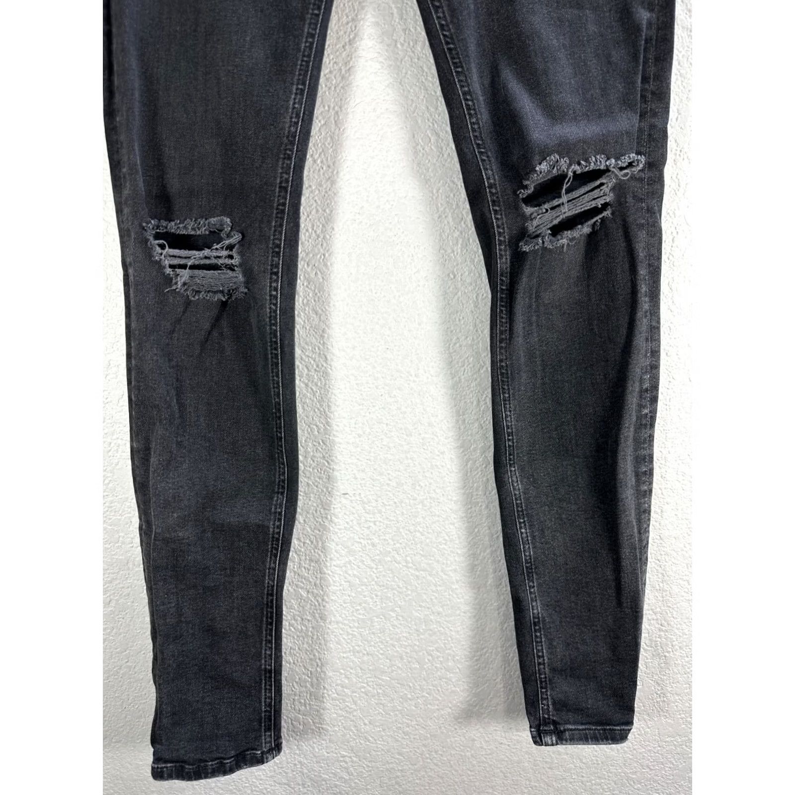 Jack & Jones JACK & JONES Men's Slim Jeans Ankle Black 28 Distressed Cotton Button 32in Inseam Jeans Regular Slim Fit Distressed Womens Men Girls Size US 28 / EU 44 - 5 Thumbnail