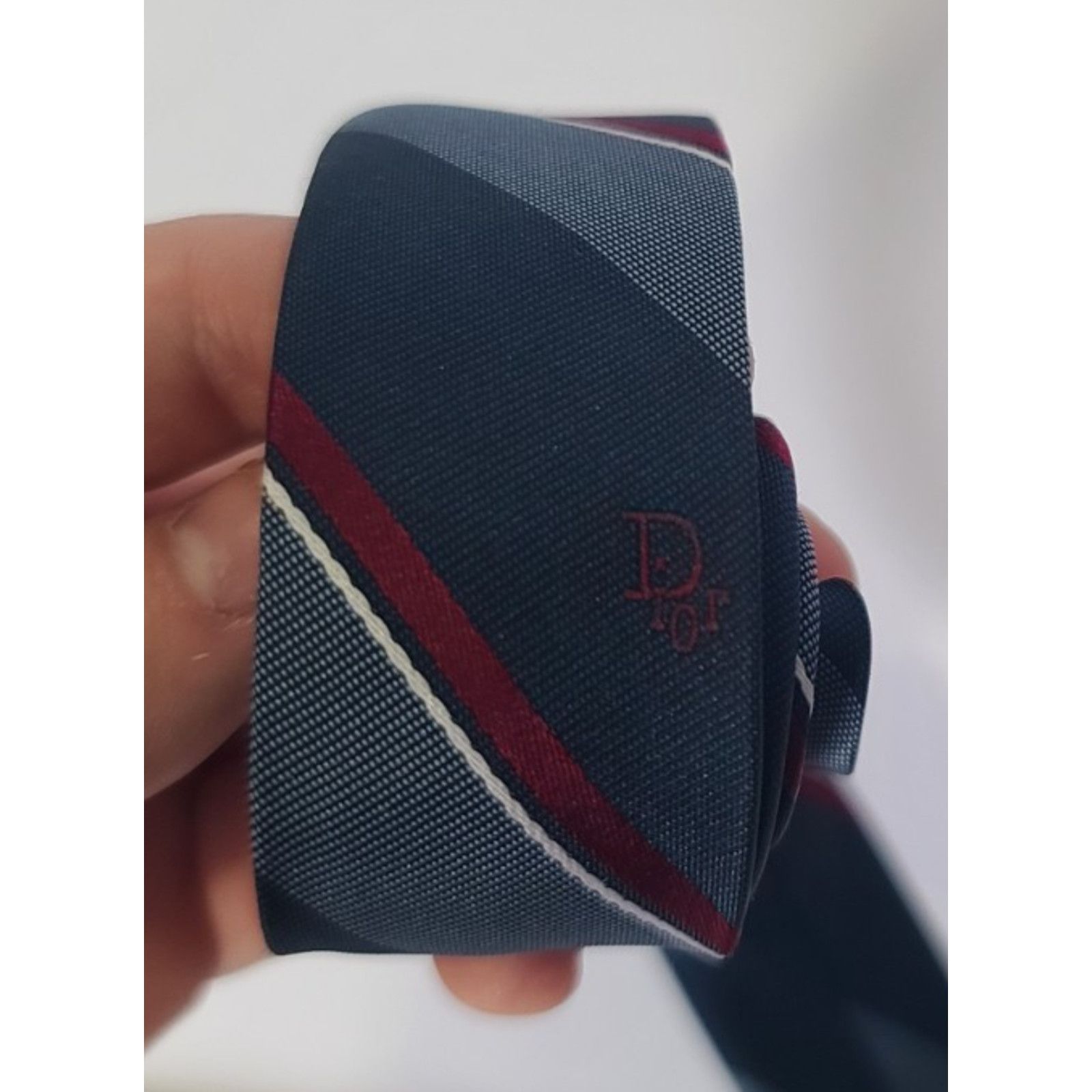Dior Vintage Christian Dior Designer Striped Blue Mens Tie Size ONE SIZE - 4 Thumbnail