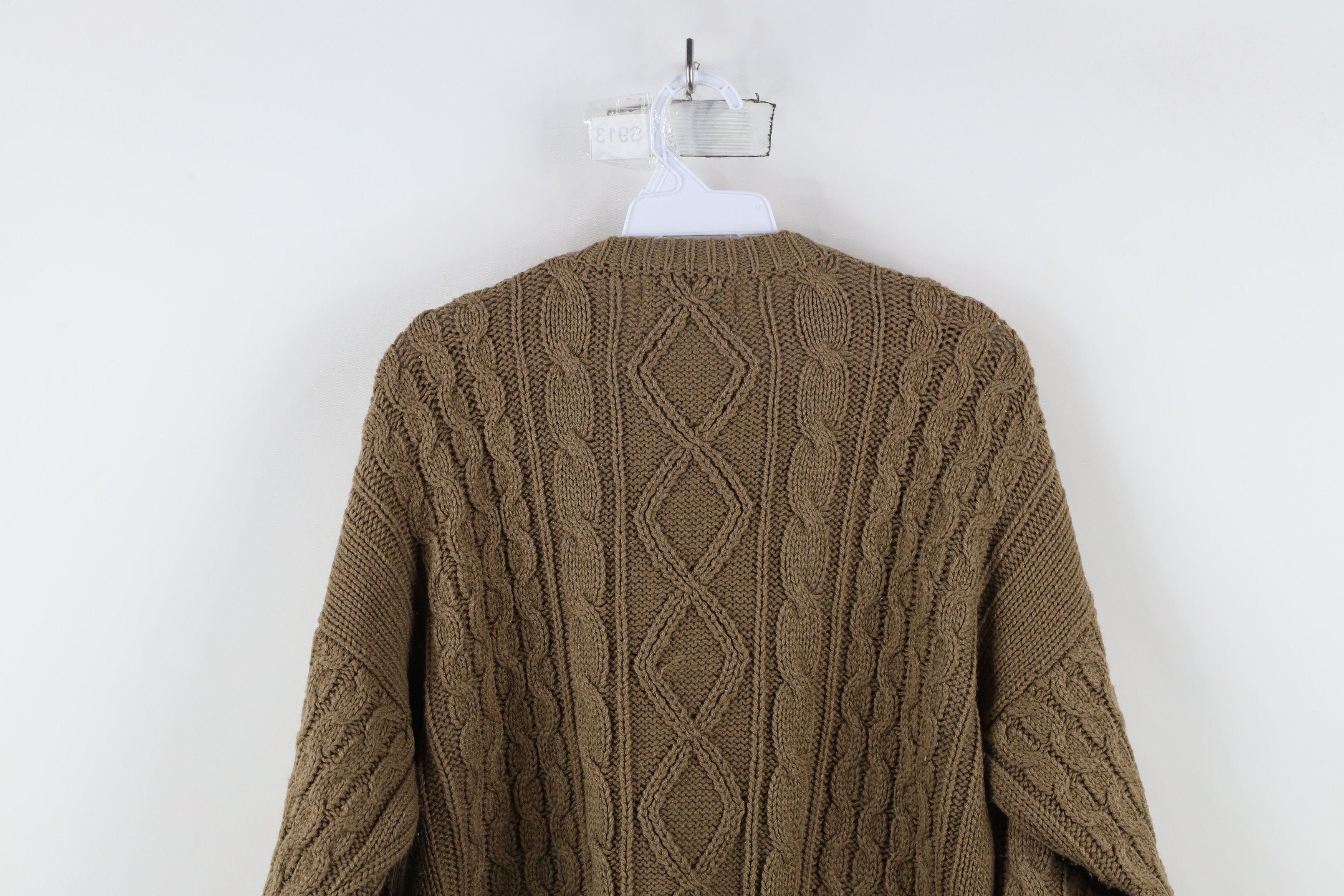Vintage Vintage 90s Streetwear Cable Knit Fisherman Sweater Brown Size US L / EU 52-54 / 3 - 6 Thumbnail
