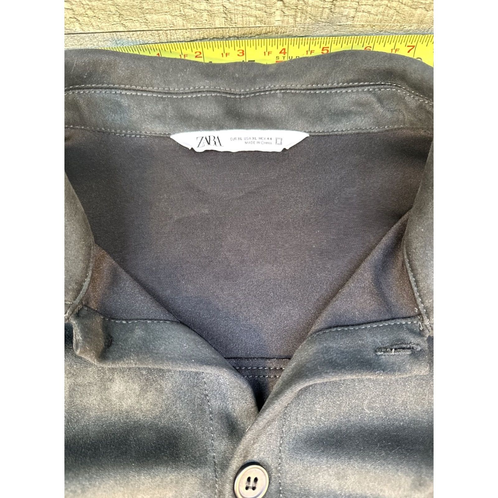 Zara Zara Shirt Jacket Men XL Olive Green Suede Feel Solid Polyester Casual Regular Light Dress Jacket ￼Walking Seasonal ￼Mens Size US M / EU 48-50 / 2 - 2 Thumbnail