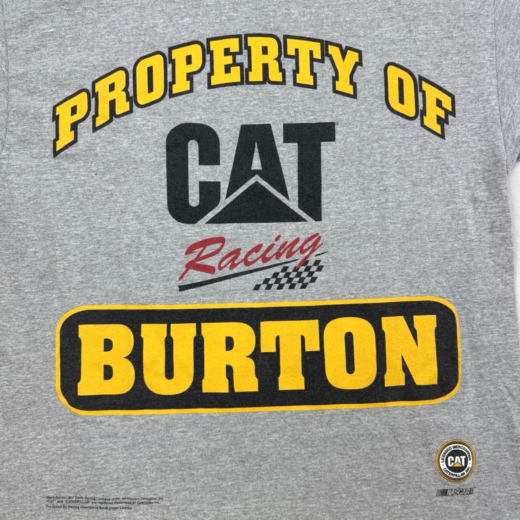 Vintage VINTAGE Racing Champions Cat Racing T Shirt Adult Medium Gray Cotton Crew Neck Graphic Print 90s Nascar Property Of Burton Mens Size US M / EU 48-50 / 2 - 2 Thumbnail