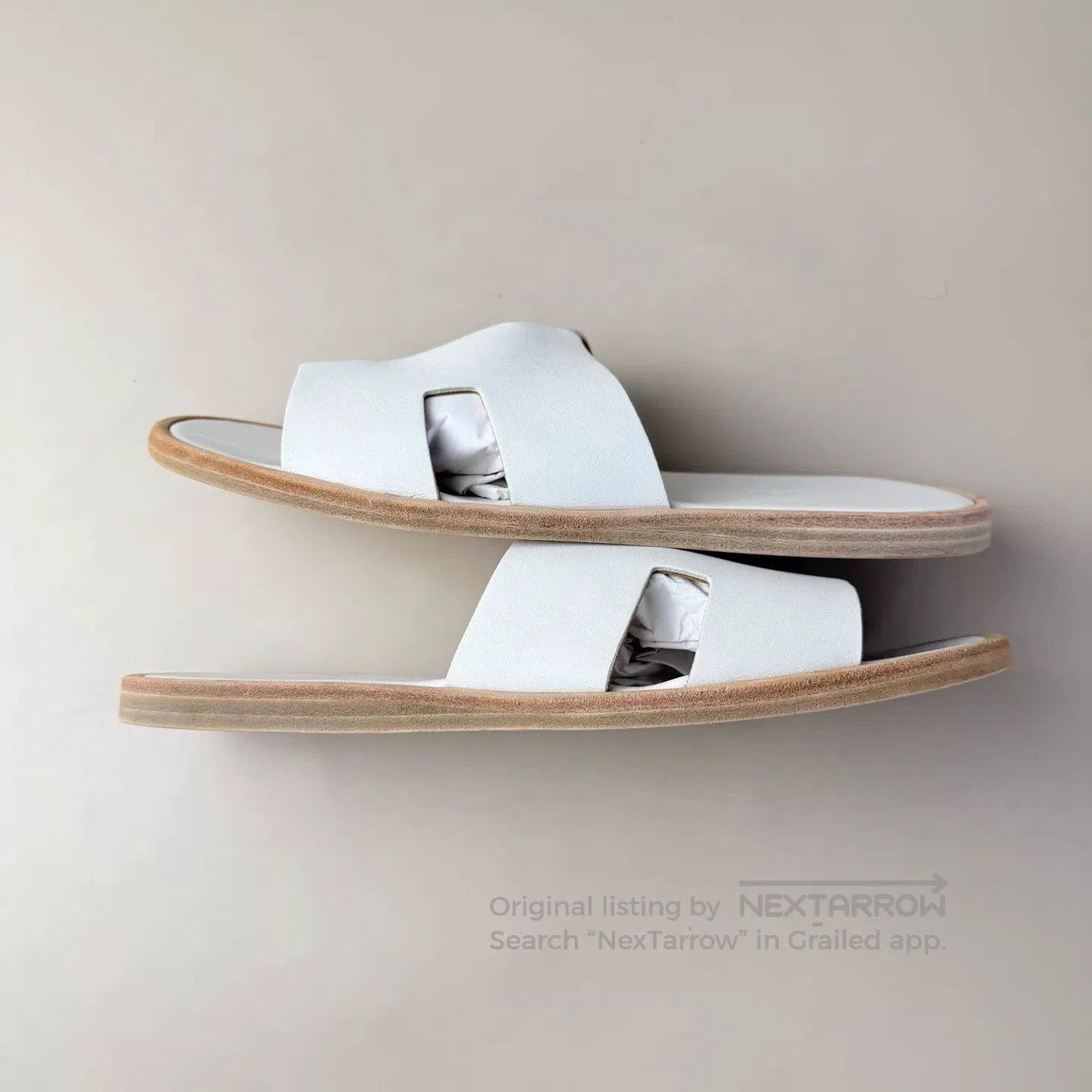 Hermes White Open-Toe Slides Size 8. Size US 8 / EU 41 - 5 Thumbnail
