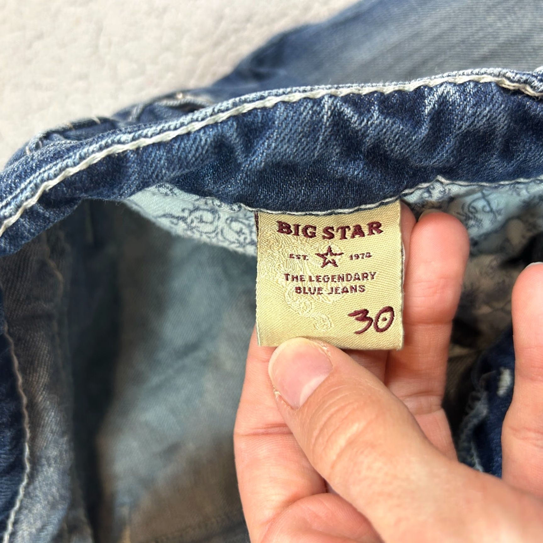 Denime BIG STAR Jeans Cropped Denim Blue 30x19 Women’s Ultra Low Rise 5-Pocket Logo Stars Born Mexico Size 30 Regular Women Size 30" / US 8 / IT 44 - 3 Thumbnail