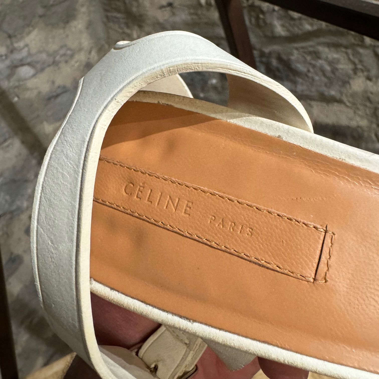 Celine Céline Ivory Leather Chain Accent Heeled Sandals Size US 10 / IT 40 - 11 Thumbnail