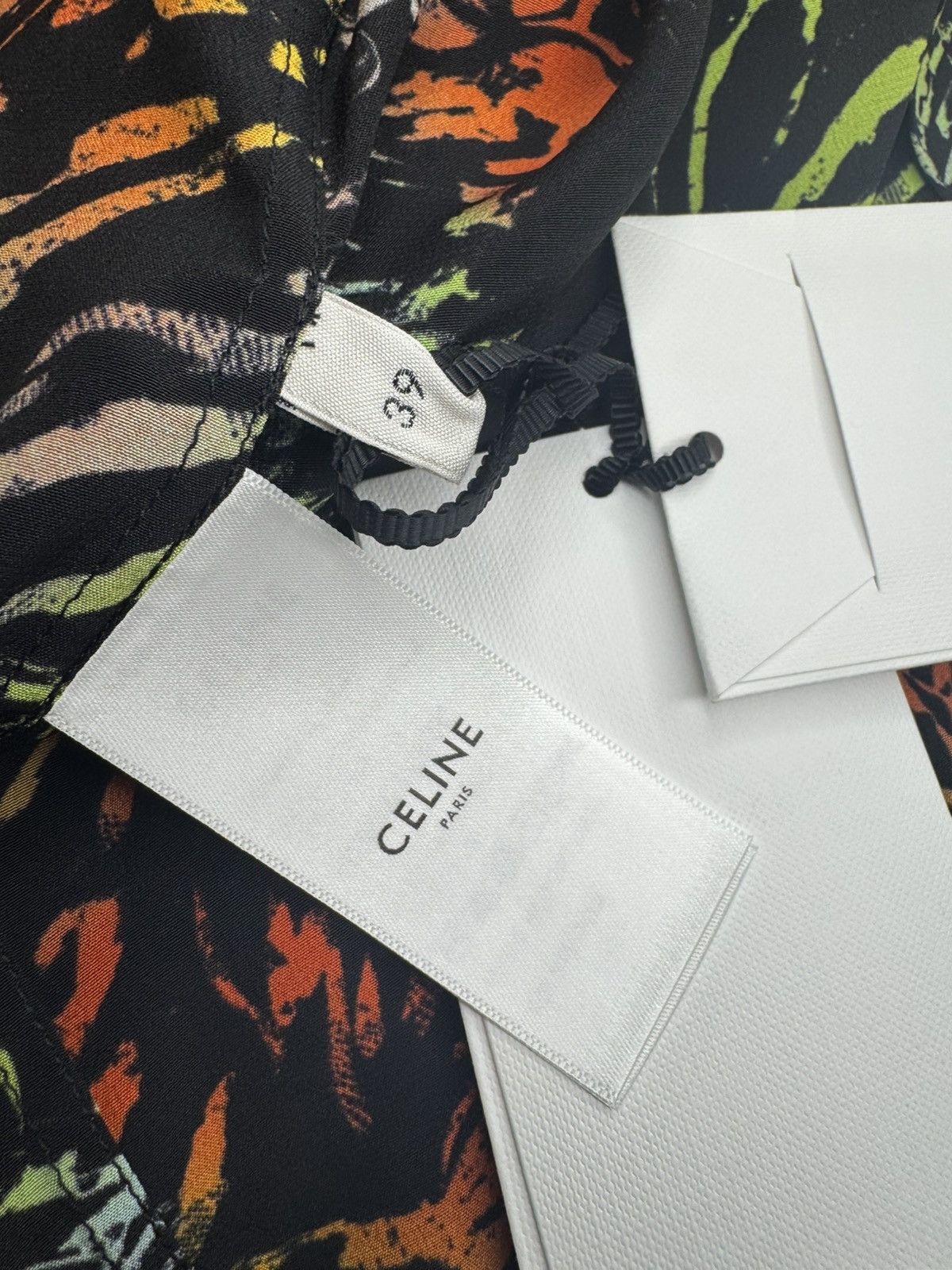 Celine CELINE 1450$ Silk Hawaiian Shirt - Neon Tiger Print New Size US M / EU 48-50 / 2 - 5 Thumbnail