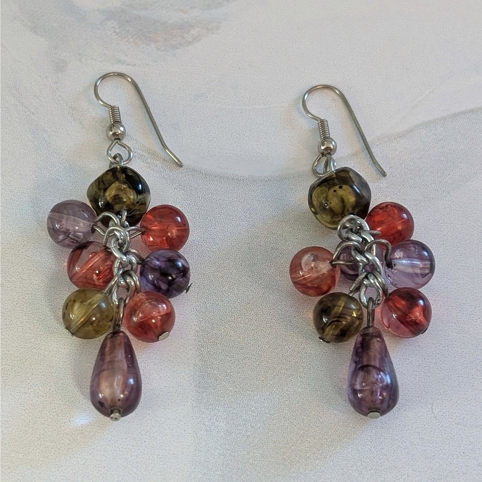 Other VTG 1980s Silver-Tone Wine-Colored Beaded Dangle Earrings Size ONE SIZE - 6 Thumbnail