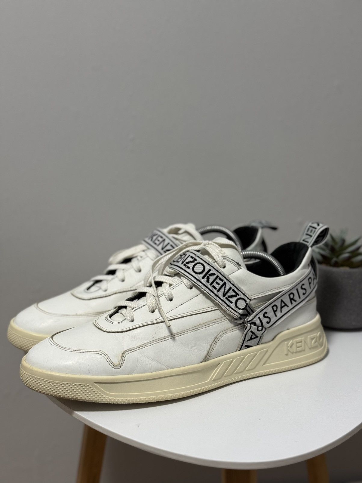 Kenzo KENZO PARIS White Leather Cross Strap Sneakers Trainers Sz43 Size US 10 / EU 43 - 1 Thumbnail
