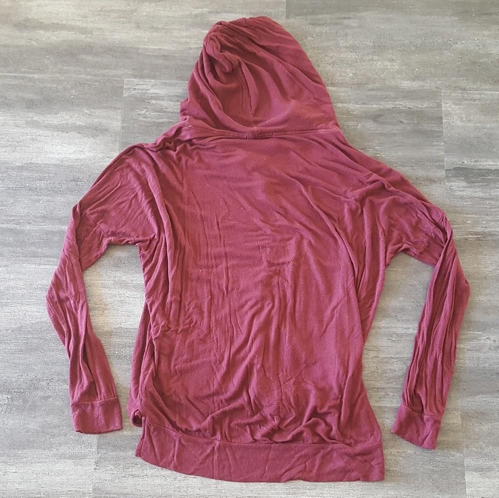 Designer Burgundy Hooded Melville Thin Sweatshirt Size ONE SIZE - 2 Thumbnail