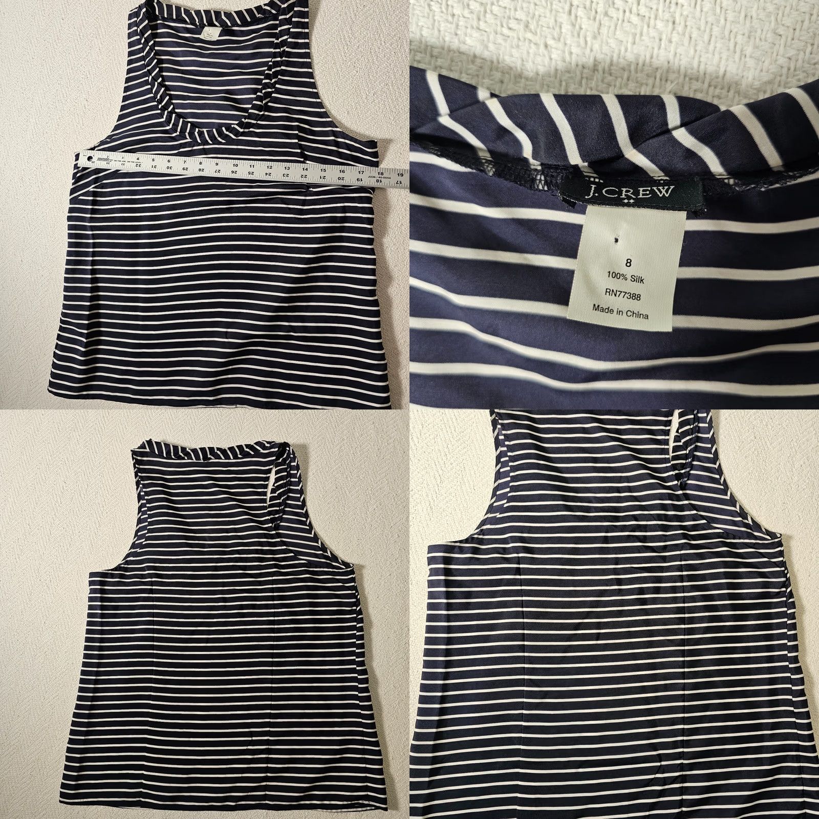 J.Crew J. Crew Silk Sleeveless Blue Striped Shirt Top Women Size 8 Beach Lightweight Top Blouse Bow Vacay Boat Neck Tie Pattern Striped Silk Regular Womens Size M / US 6-8 / IT 42-44 - 8 Thumbnail