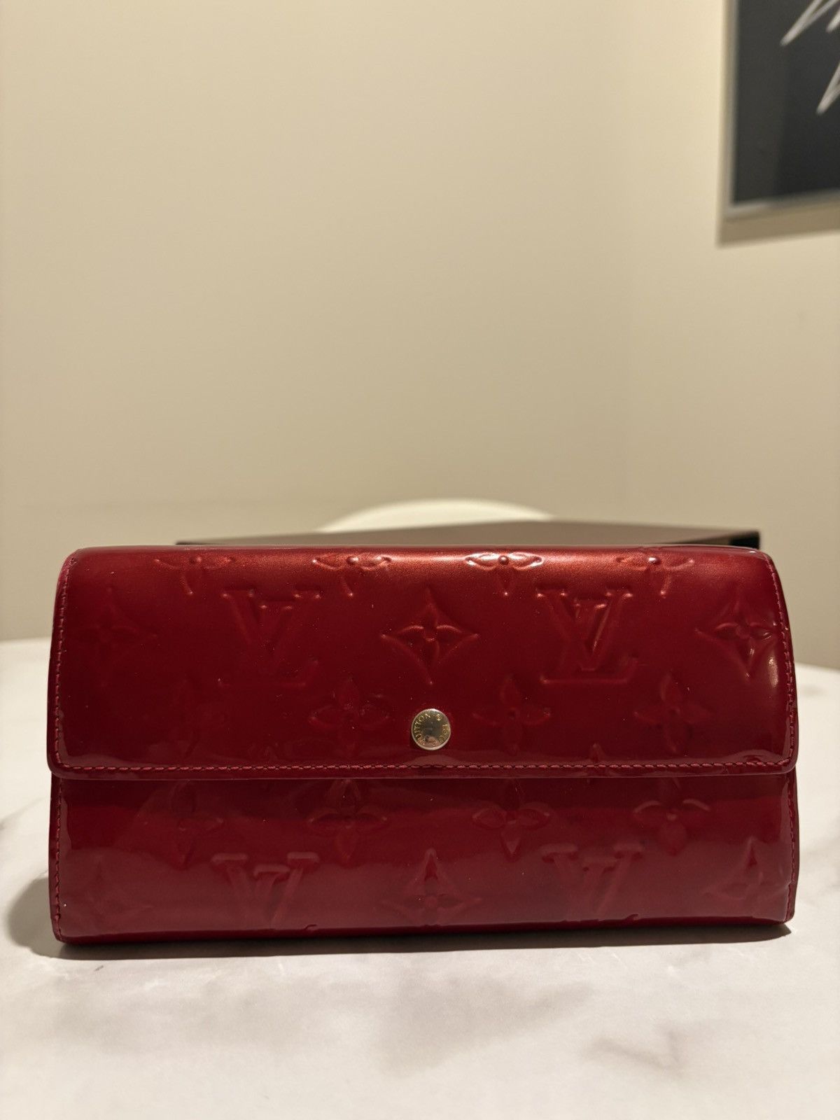Red Louis Vuitton Vernis Long Wallet
