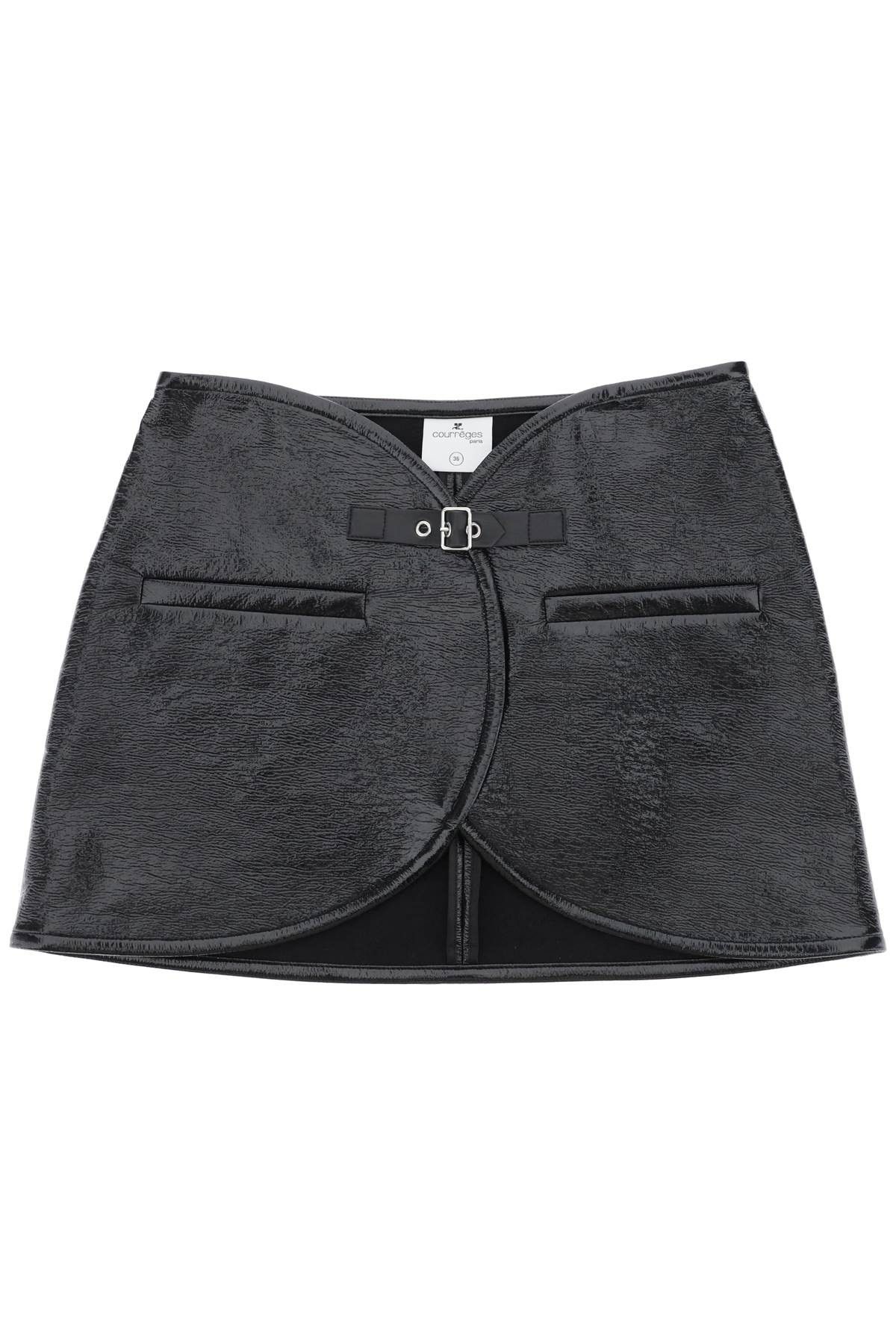 image of Courreges Ellipse Vinyl Mini Skirt in Black, Women's (Size Medium)