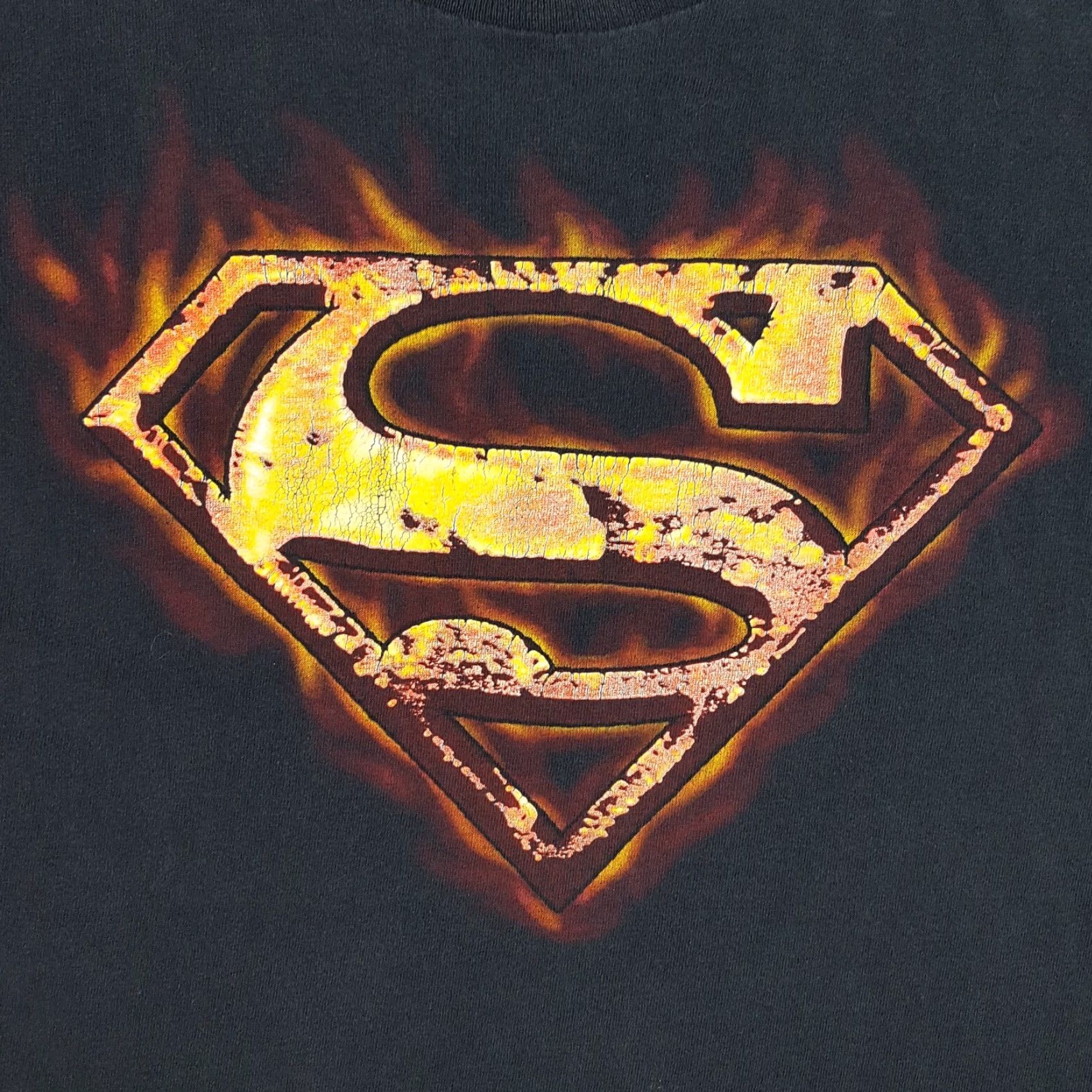 DC Comics VINTAGE DC Superman T-Shirt Mens Large Black Retro Cartoon Comics 90s Y2K Grunge Size US L / EU 52-54 / 3 - 2 Thumbnail