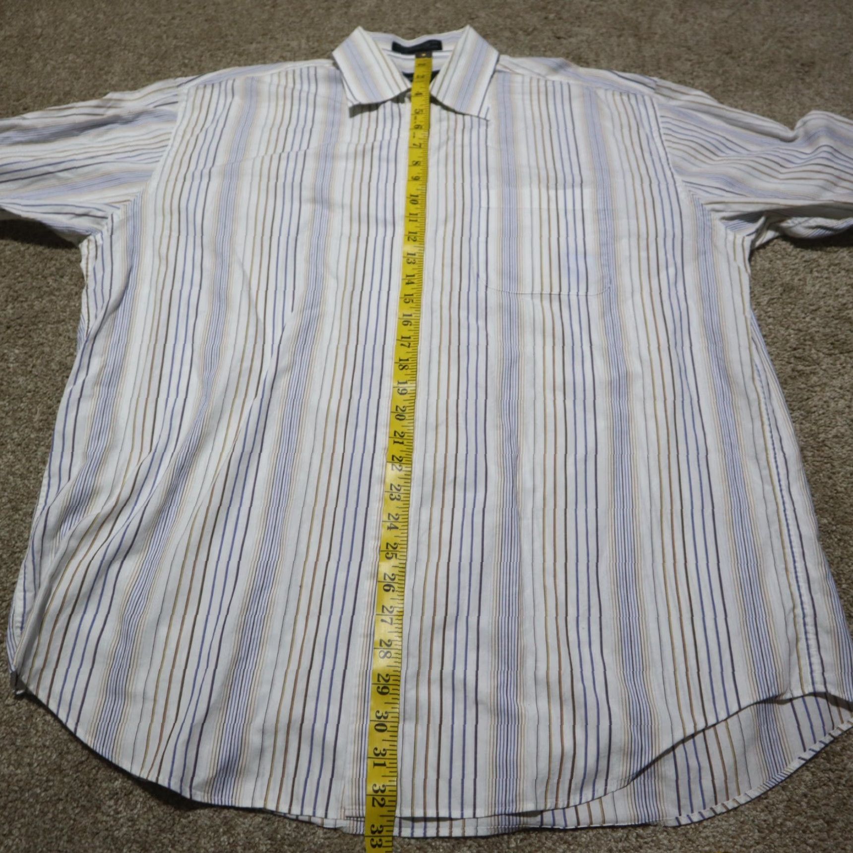 Liz Claiborne CLAIBORNE Shirt Adult XL Multicolor Striped Button-Up Short Sleeve Mens Size US XL / EU 56 / 4 - 6 Thumbnail