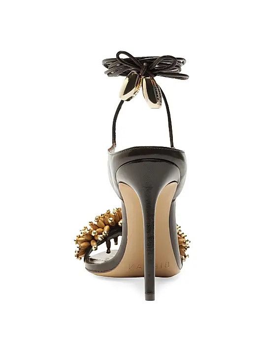Aquazzura os11x1225 Zaya 100MM Embellished Leather Ankle-Wrap Sandals Size US 9 / IT 39 - 6 Thumbnail