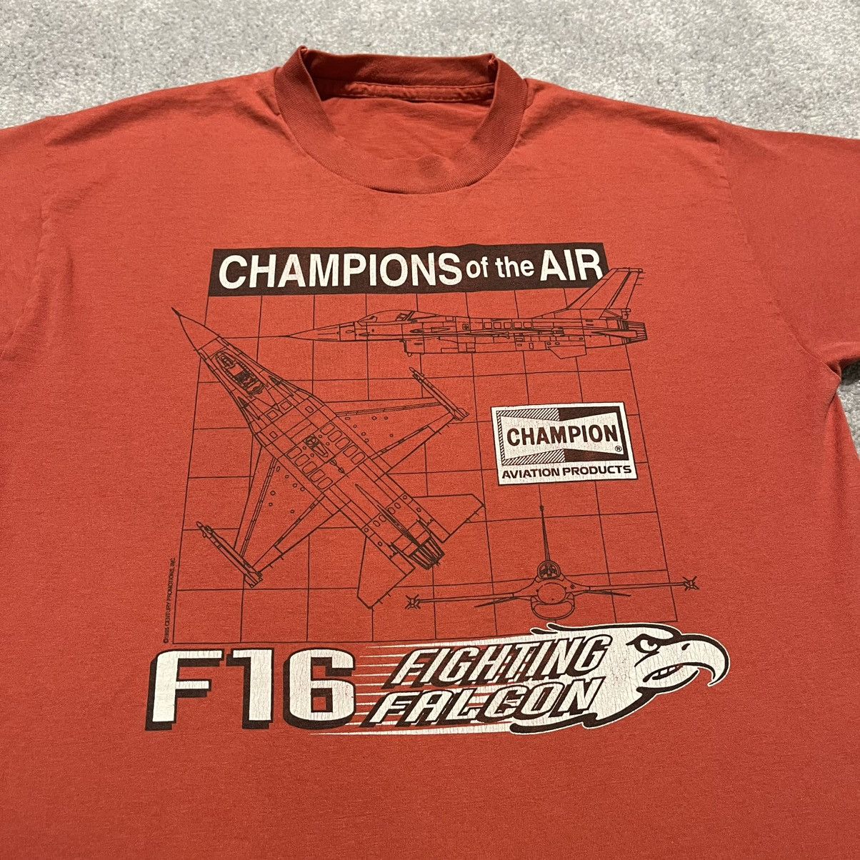 Vintage Vintage 90s Champions of the Air F16 Fighting Falcon T Shirt Size US L / EU 52-54 / 3 - 2 Thumbnail