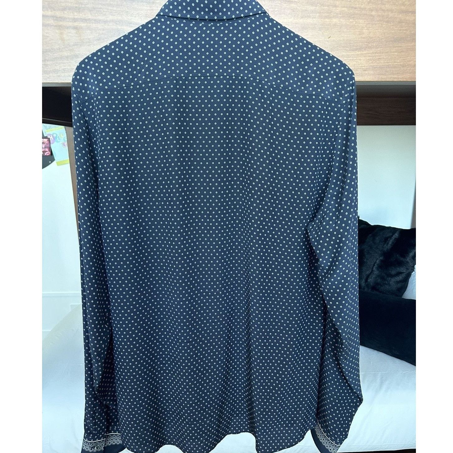 Gucci 2014 Navy Tile Pattern Silk Twill Shirt Slim fit 41 / 16 Size US L / EU 52-54 / 3 - 3 Thumbnail
