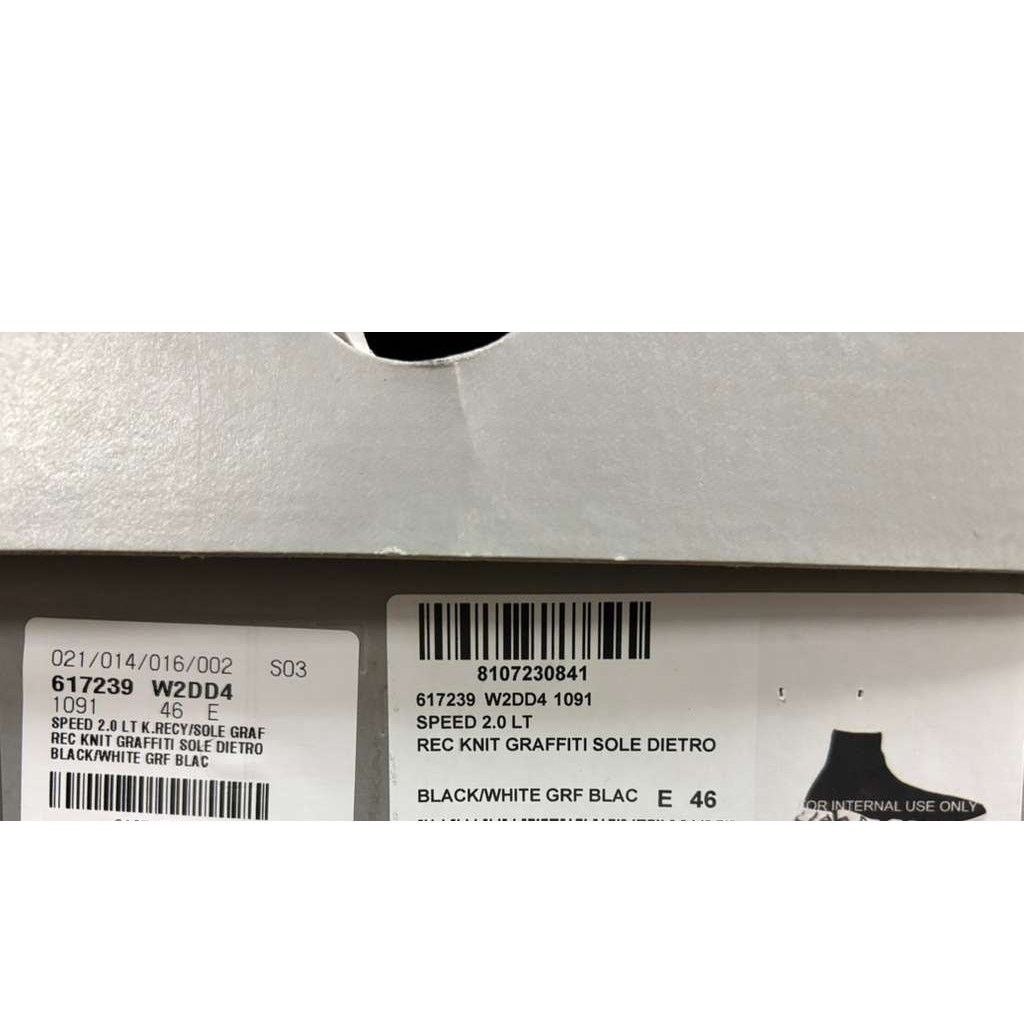 Balenciaga o1rshd1 Rec Knit Graffiti Speed 2.0 Lt Sneakers Black/White Size US 13 / EU 46 - 18 Thumbnail