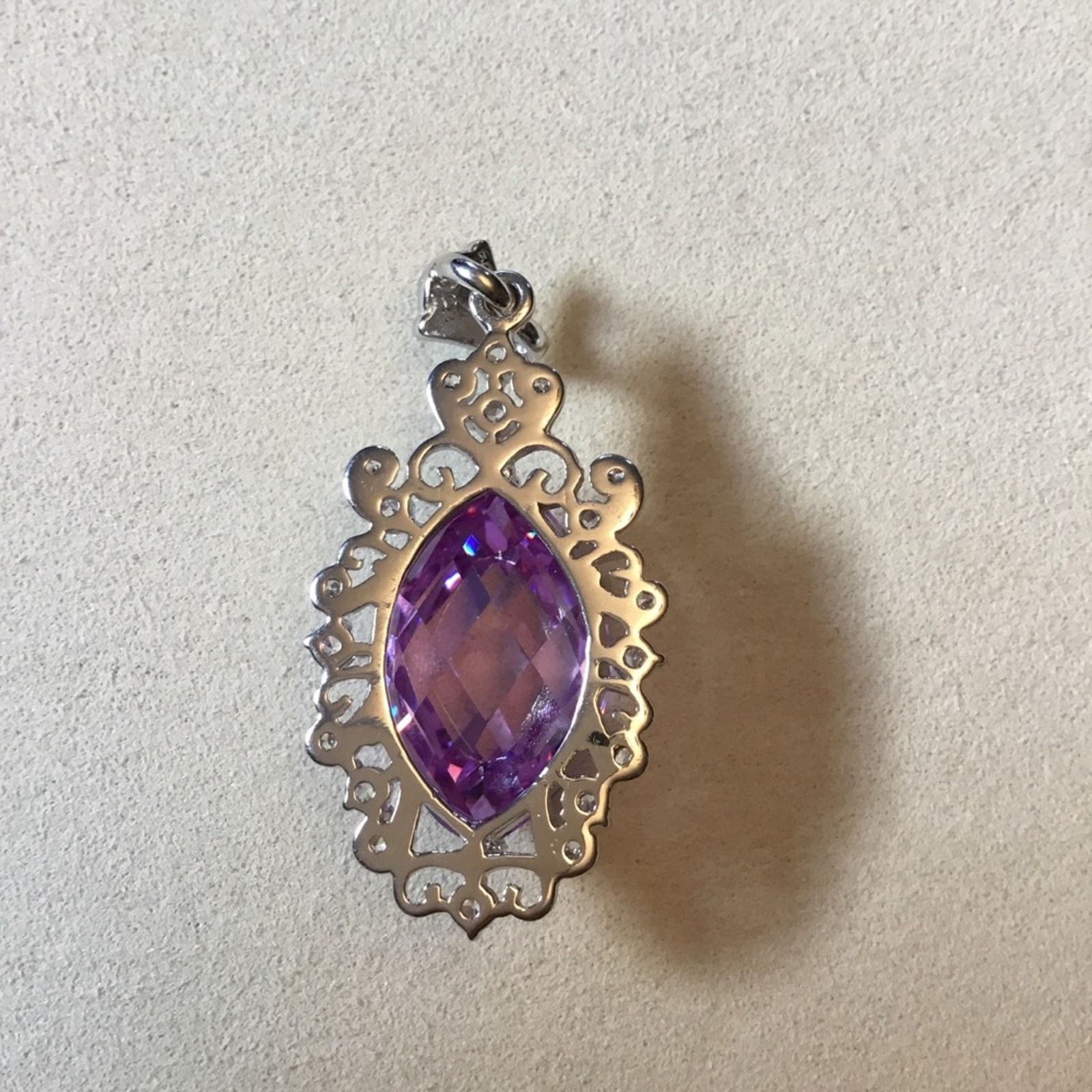 Other Sterling Silver Purple Crystal Statement Pendant Size ONE SIZE - 9 Thumbnail