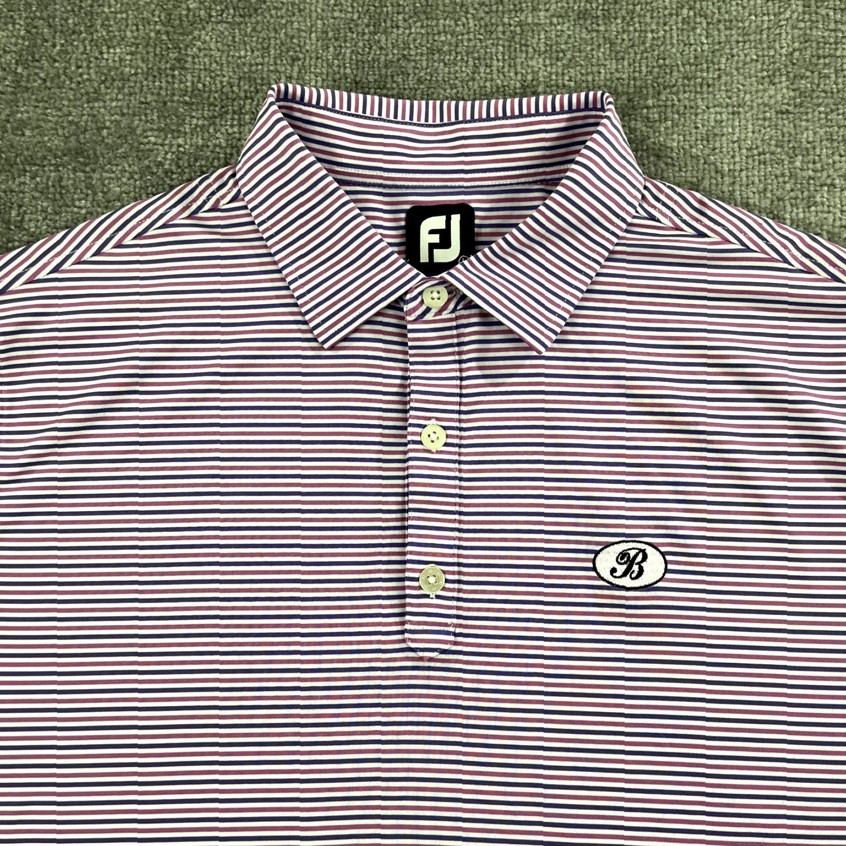 Footjoy FootJoy Polo Shirt Mens Large White Purple Striped Performance Bayside Golf S/S Polo Shirt Men Large White Purple Striped FootJoy S/S Golf Polo Shirt Size US L / EU 52-54 / 3 - 3 Thumbnail