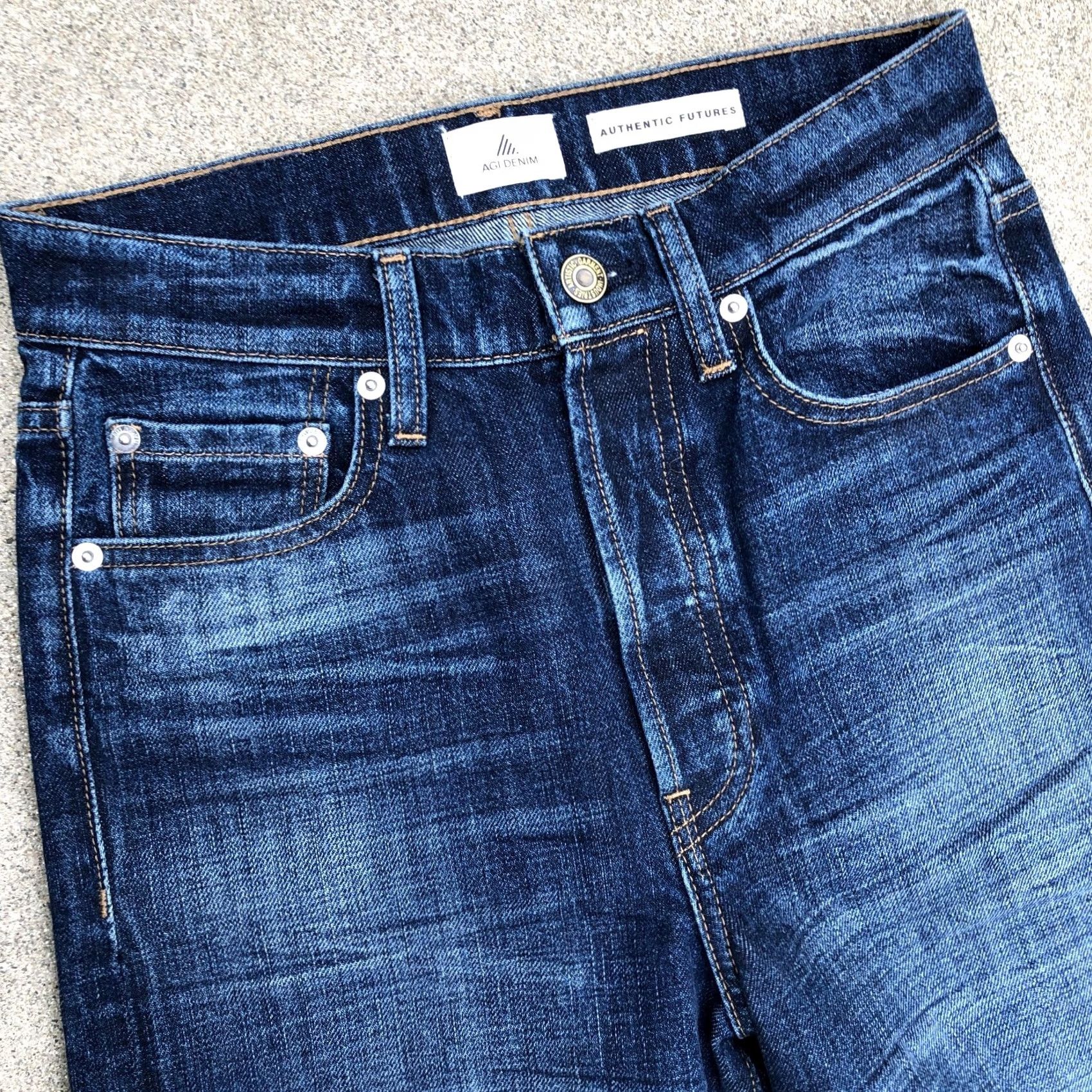 Denime AGI DENIM Jeans Men's 28 x 28 Dark Wash Blue Button Fly Vintage? Size US 28 / EU 44 - 2 Thumbnail