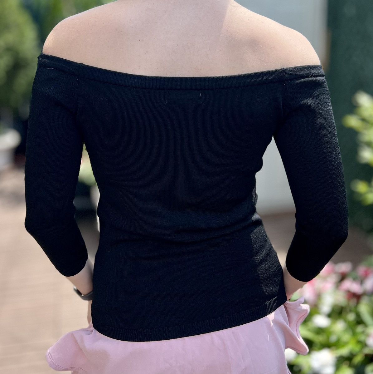 Forever 21 Forever 21 Size S Over Shoulder 3/4 Sleeve Top Black Slim Size S / US 4 / IT 40 - 2 Thumbnail