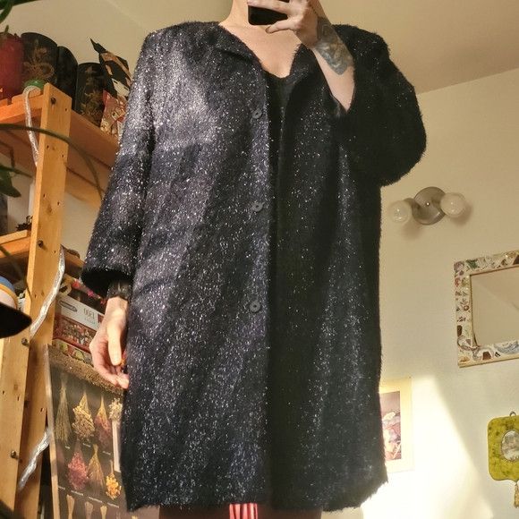 Other Persona by Marina Rinaldi long navy blue jacket sequins - xl Size XL / US 12-14 / IT 48-50 - 7 Thumbnail