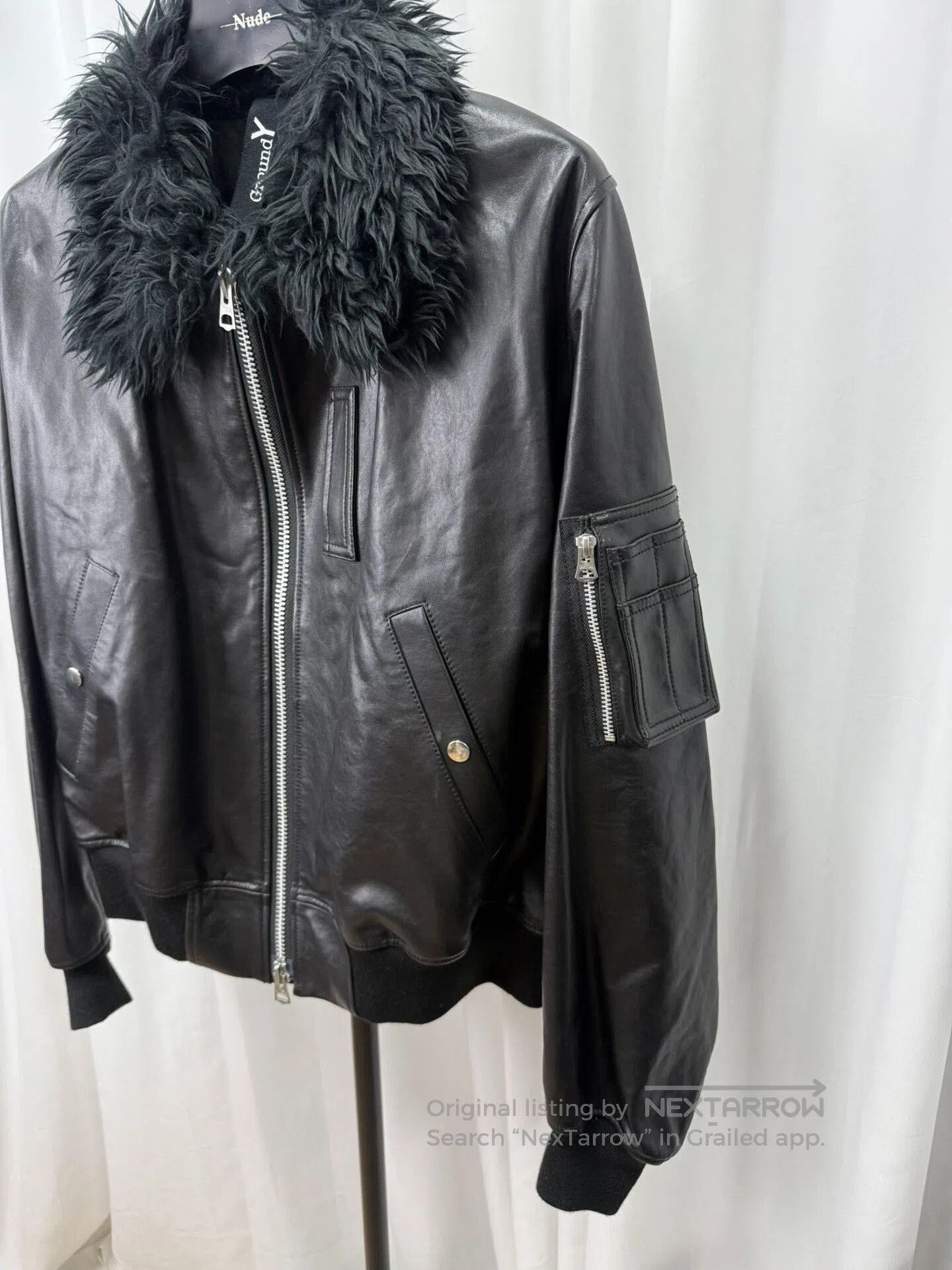 Yohji Yamamoto black shearling collar leather jacket. Size US L / EU 52-54 / 3 - 2 Thumbnail