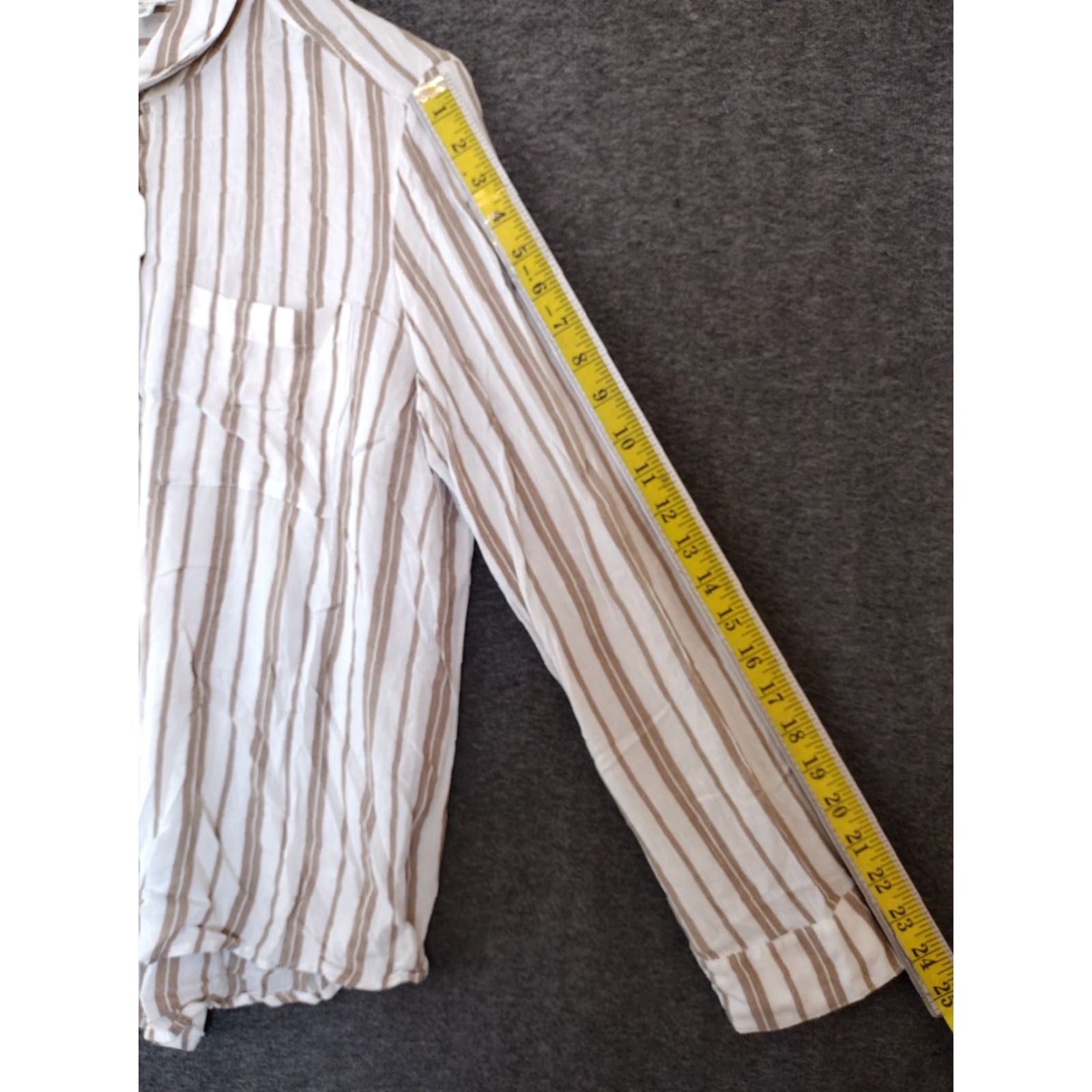 Vintage BP Women's M Blouse Long Sleeve Button-Up Collared Striped Brown White - Casual Shirt Size M / US 6-8 / IT 42-44 - 5 Thumbnail