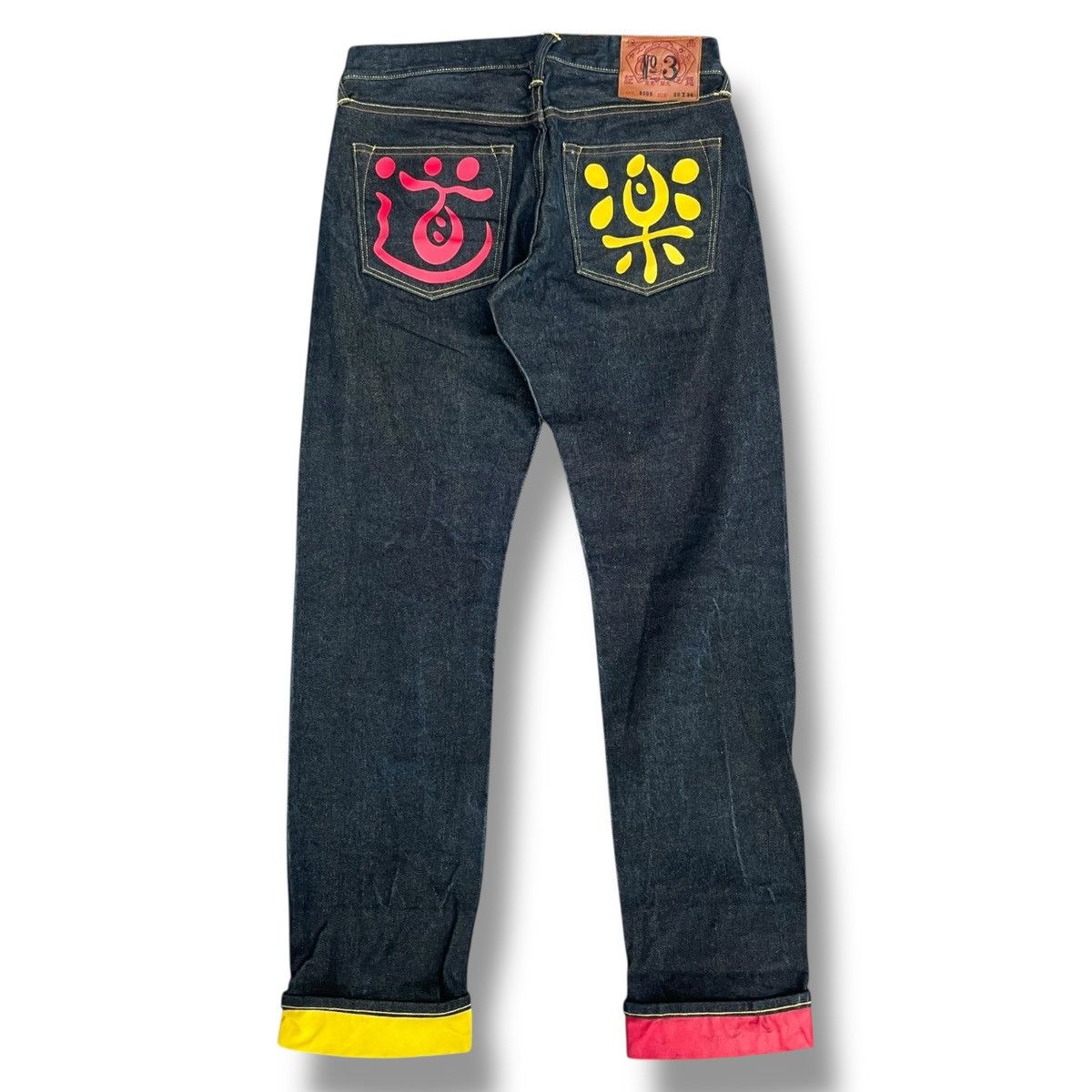 Evisu VINTAGE Evisu Flame Red/Yellow Selvedge Denim Jeans Lot 2008 Size US 29 - 1 Thumbnail
