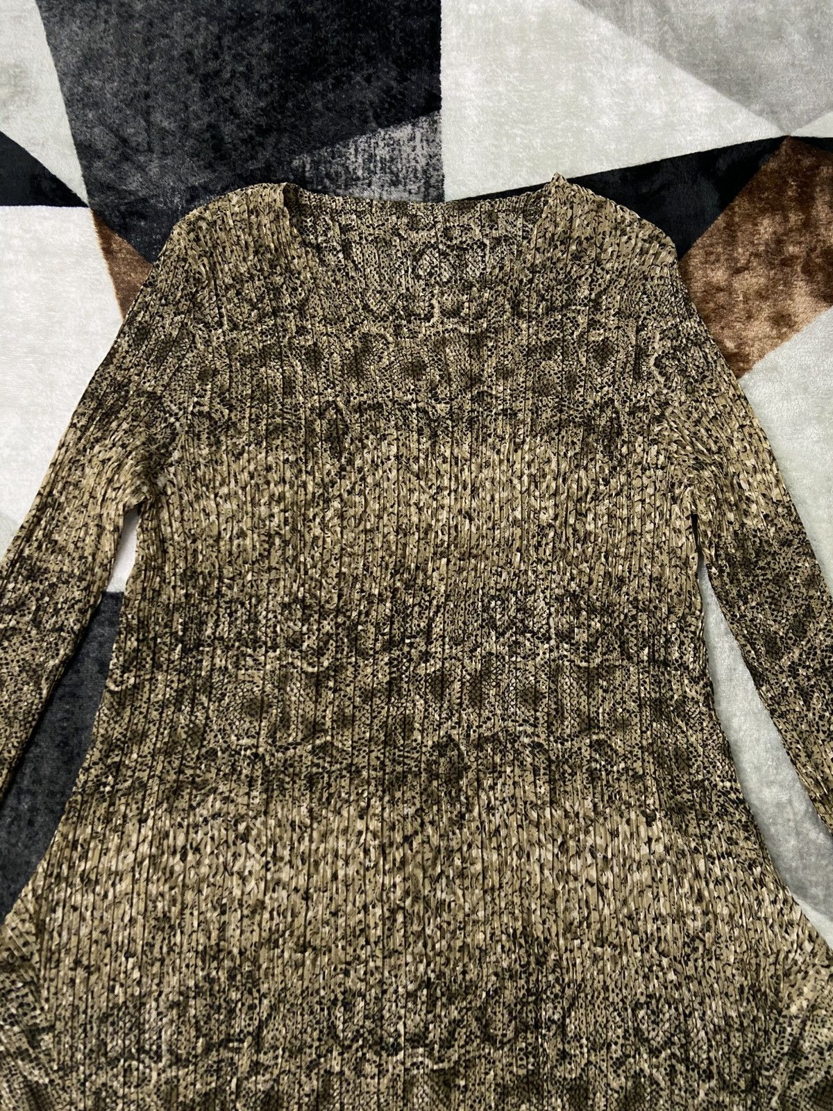 Japanese Brand Pleatsme Snakeskin Pleated Asymmetric Tunic Dress Size ONE SIZE - 3 Thumbnail