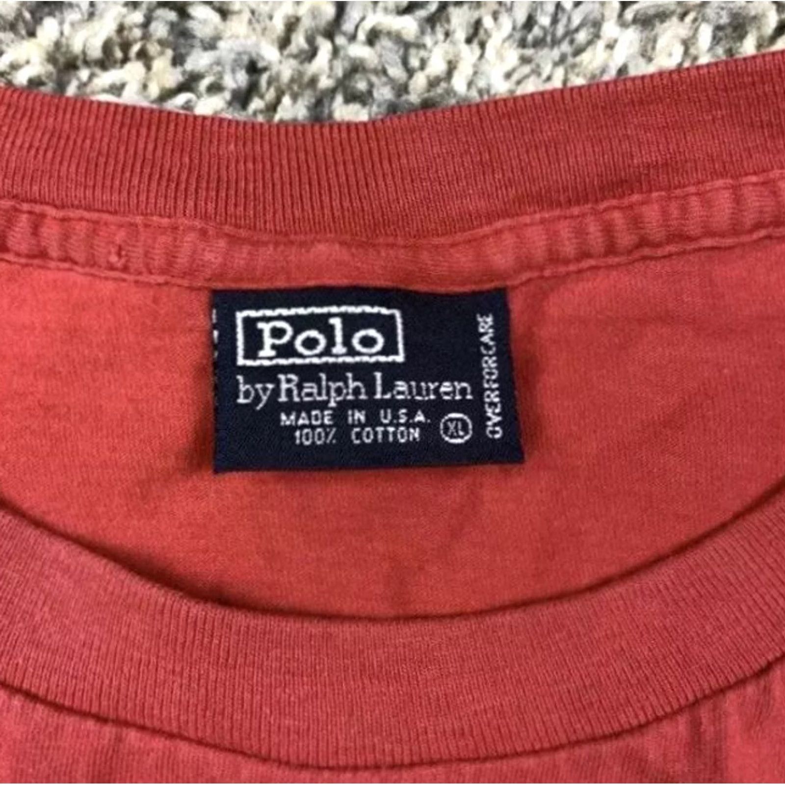 Polo Ralph Lauren VINTAGE Polo Ralph Lauren T-Shirt XL Red USA 90s Selvedge Pocket Mens Size US XL / EU 56 / 4 - 2 Thumbnail