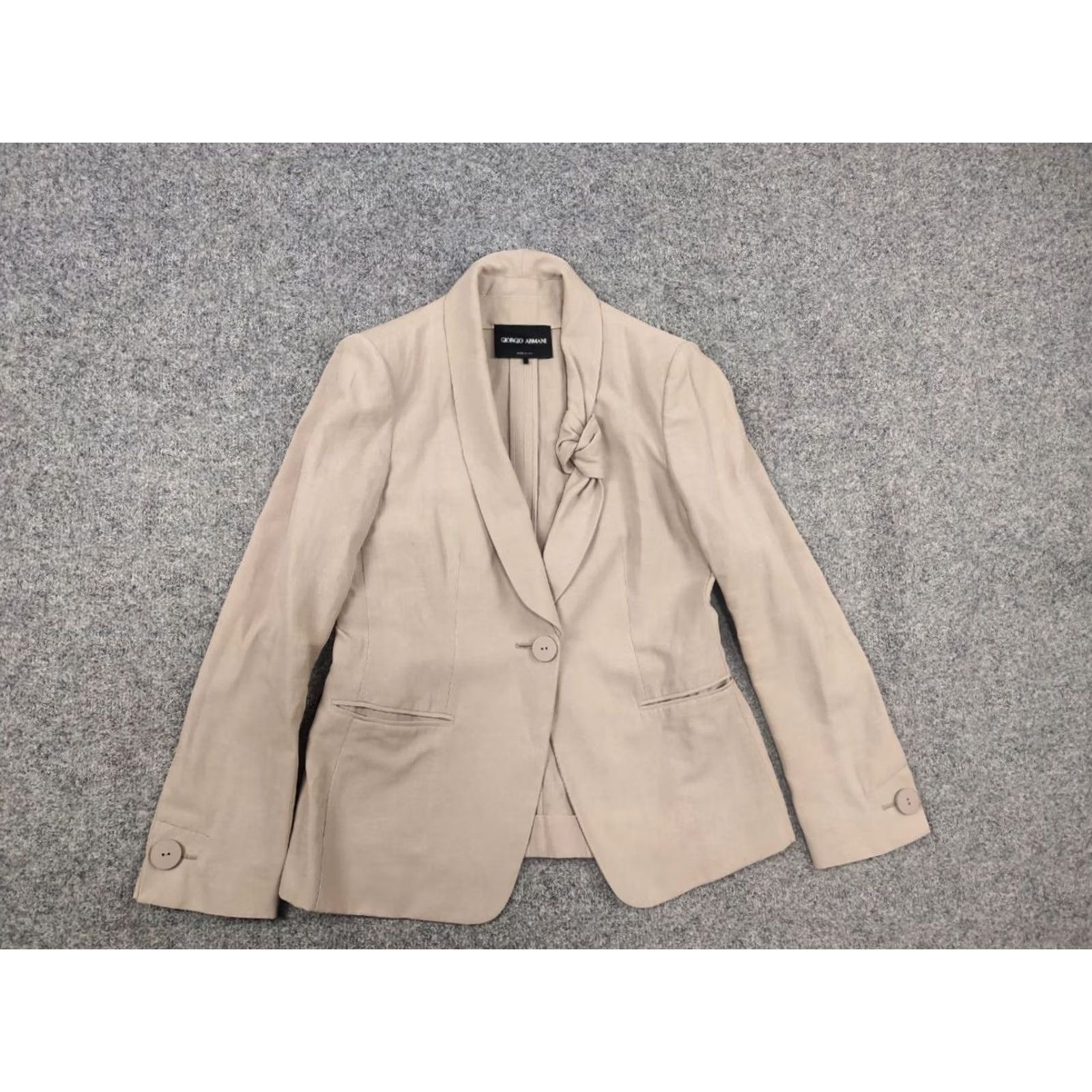 Giorgio Armani Giorgio Armani Blazer Womens Jacket Linen Blend Beige Knot Lapel One-Button Regular 42 Size Size M / US 6-8 / IT 42-44 - 5 Thumbnail
