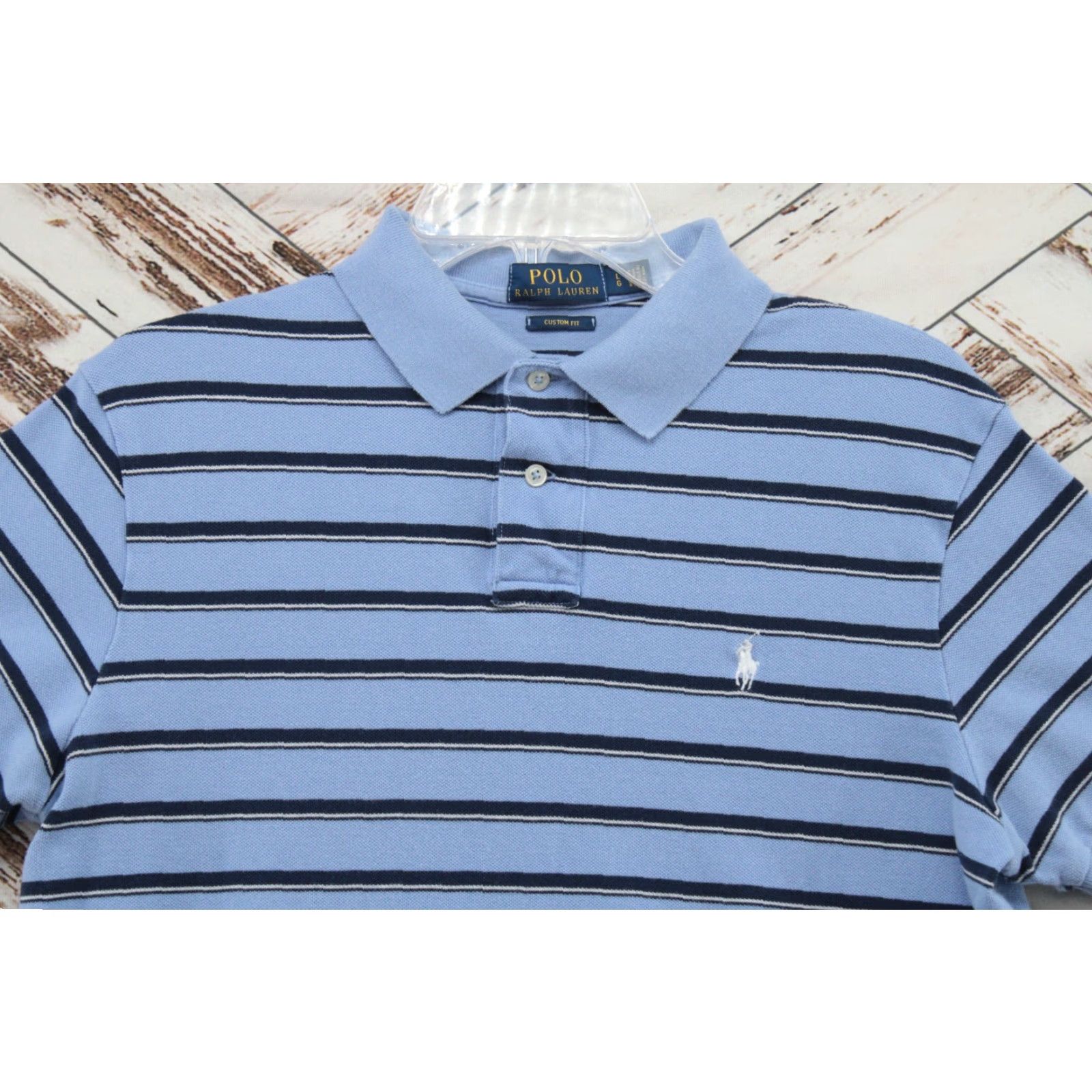 Polo Ralph Lauren VINTAGE Polo Ralph Lauren Shirt Men's Large Classic Fit Blue Striped Pony Logo Rugby Size US L / EU 52-54 / 3 - 2 Thumbnail