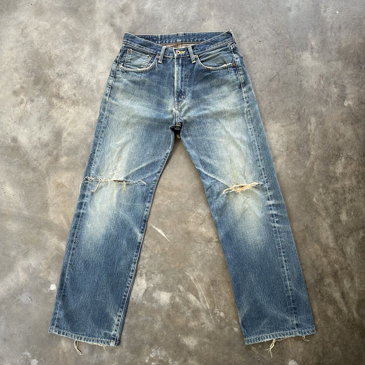 Japanese Brand Vintage Edwin 505x Distressed Faded Denim Jean Pant W29 Size US 29 - 1 Thumbnail